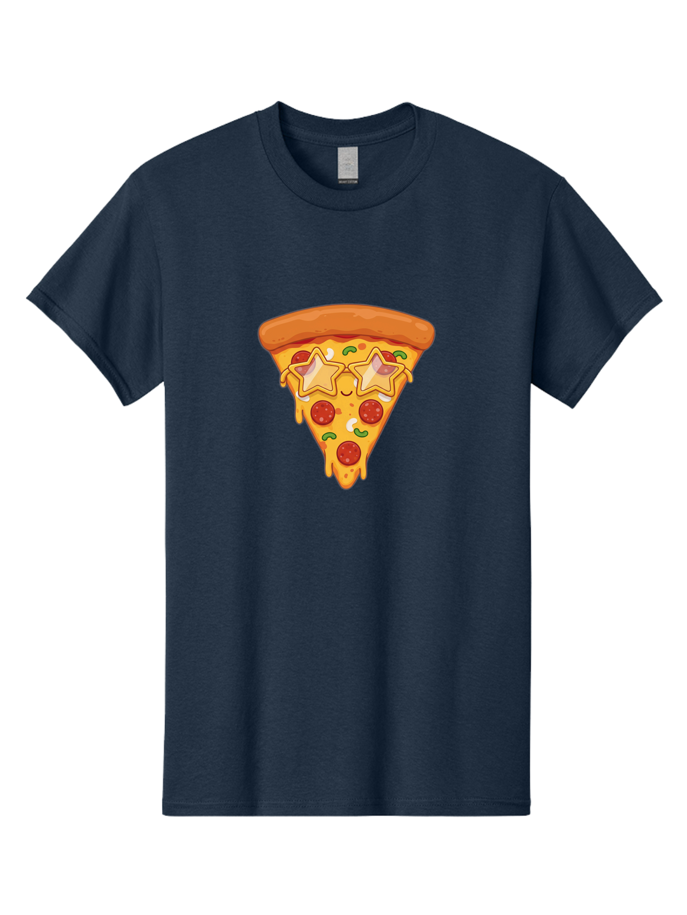 Star-Pizza-Slice Men'S Graphic Tee, 100% Cotton, Comfortable Casual Summer Wear, Machine Washable, Pizza Slice, Melted Cheese, Pepperoni Pizza, Star-Shaped Toppings, Cartoon-Style Pizza, Cheesy Goodness, Savory Delight, Pizza Love, Foodie Fun, Bac452