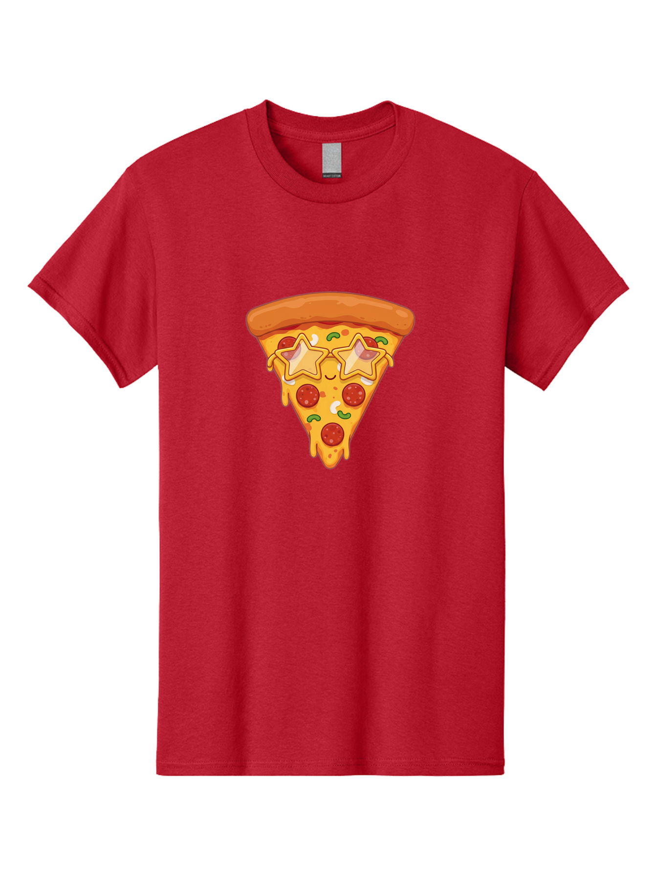 Star-Pizza-Slice Men'S Graphic Tee, 100% Cotton, Comfortable Casual Summer Wear, Machine Washable, Pizza Slice, Melted Cheese, Pepperoni Pizza, Star-Shaped Toppings, Cartoon-Style Pizza, Cheesy Goodness, Savory Delight, Pizza Love, Foodie Fun, Bac452