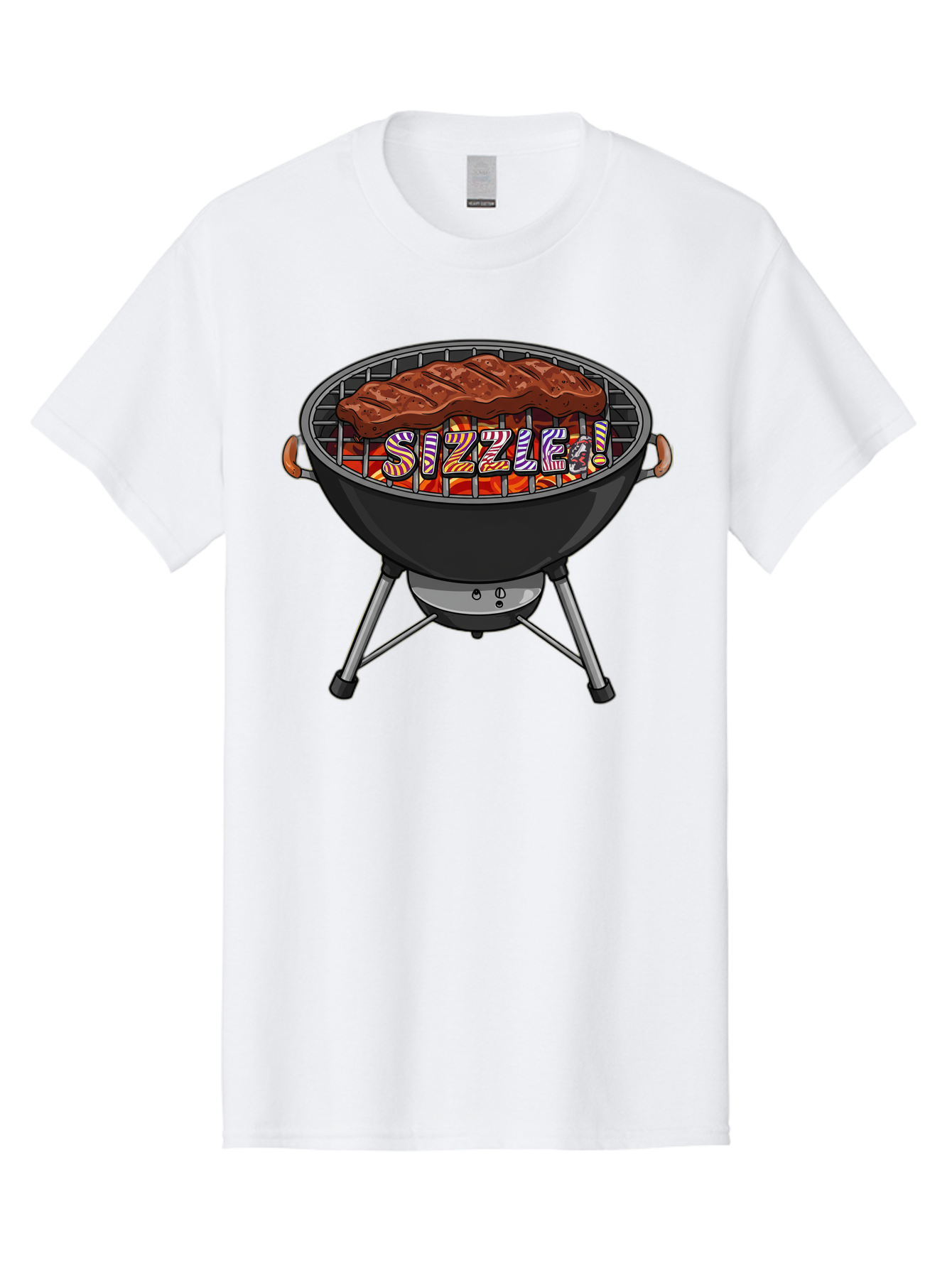 Steak-On-The-Grill Men'S Graphic Tee, 100% Cotton, Comfortable Casual Summer Wear, Machine Washable, Grilled Steak, Sizzling Grill, Barbecue Cooking, Outdoor Cooking, Grill Marks, Savory Steak, Hot Coals, Grilled Meat Bac453