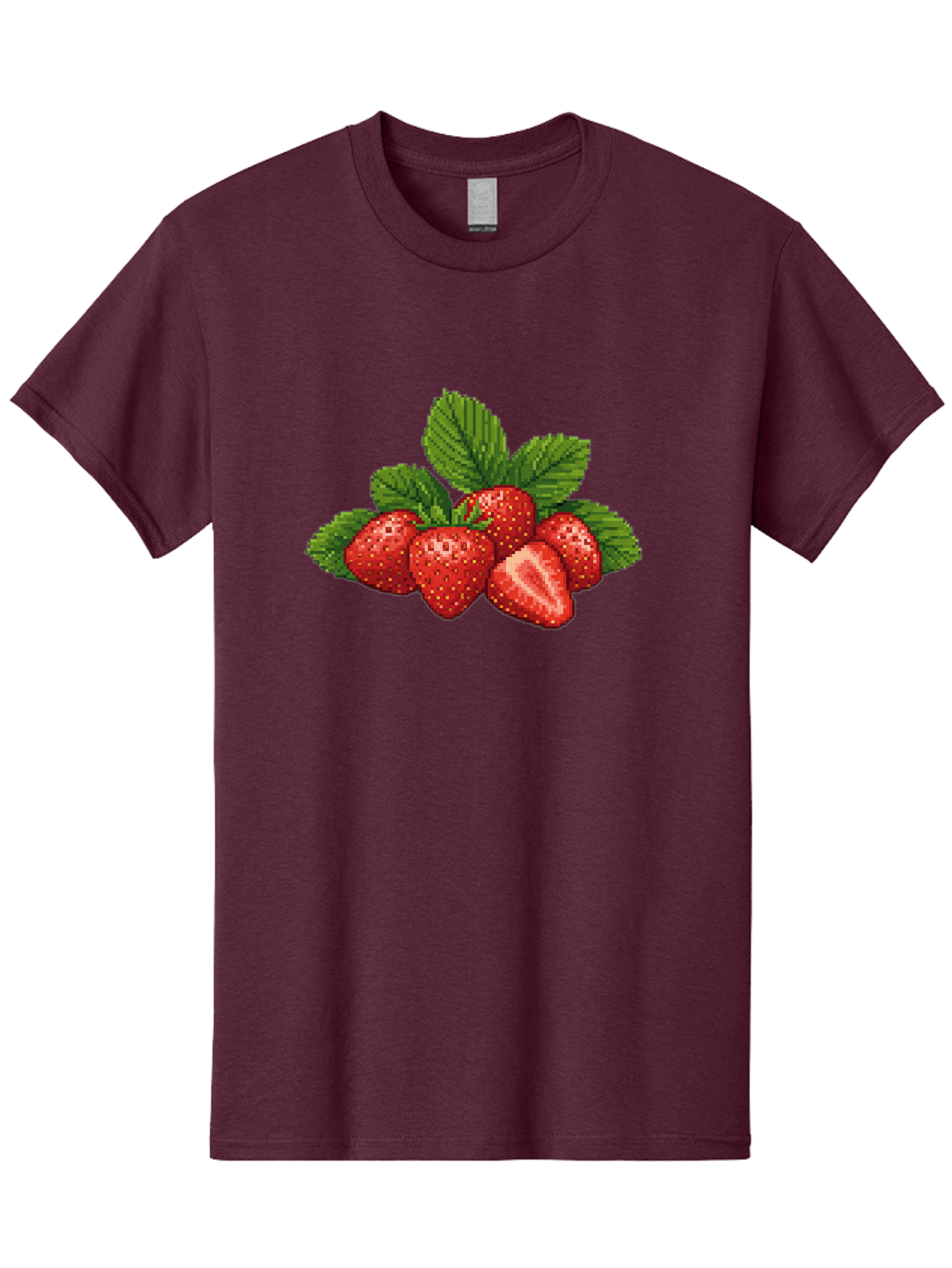 Strawberries-1 Men'S Graphic Tee, 100% Cotton, Comfortable Casual Summer Wear, Machine Washable, Five Red Strawberries, Strawberry Cut In Half, Green Leaves, Pixel Art, Fresh Fruit, Summer Harvest, Sweet Treats, Ripe Strawberries Bac456
