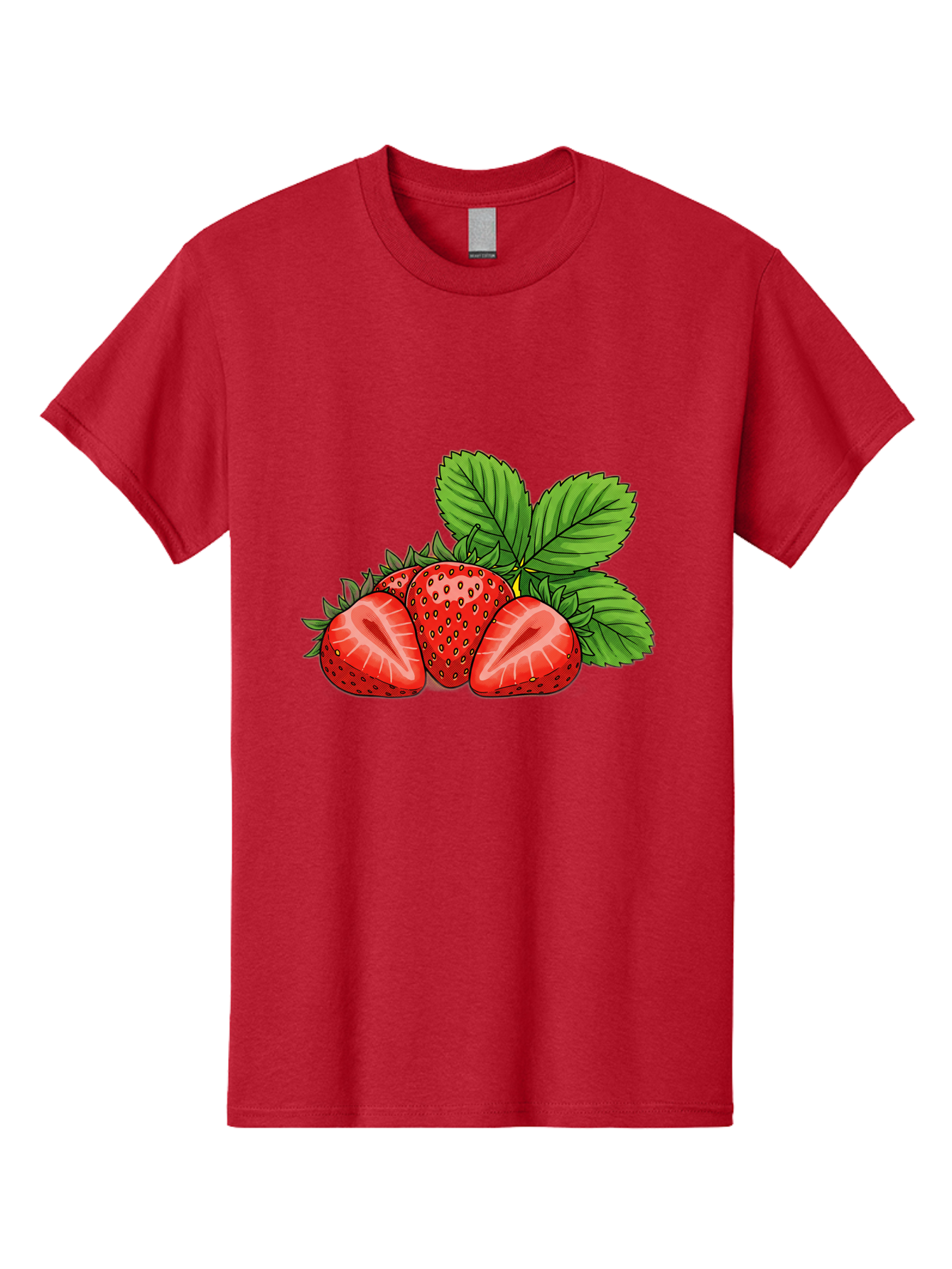 Strawberries-2 Men'S Graphic Tee, 100% Cotton, Comfortable Casual Summer Wear, Machine Washable, Strawberries With Leaves, Fresh Fruit, Vibrant Red Color, Organic Produce, Healthy Snack, Summer Fruits, Sweet Strawberries, Ripe Strawberries Bac457