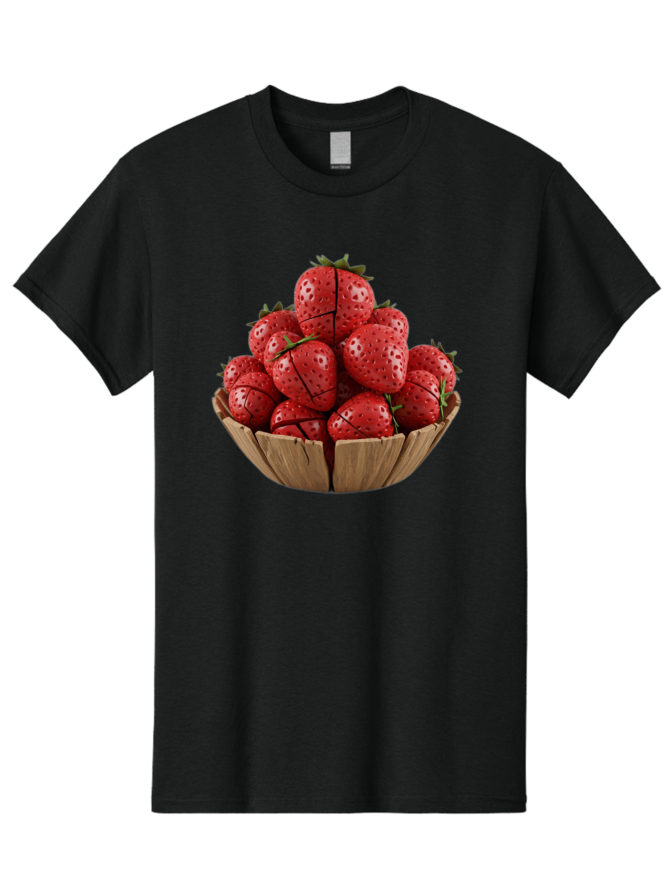 Strawberries-3 Men'S Graphic Tee, 100% Cotton, Comfortable Casual Summer Wear, Machine Washable, Fresh Strawberries, Ripe Fruit, Sweet Treats, Healthy Snack, Red Berries, Green Leaves, Eco-Friendly Packaging, Paper Bowl, Cut Strawberries, Bac458