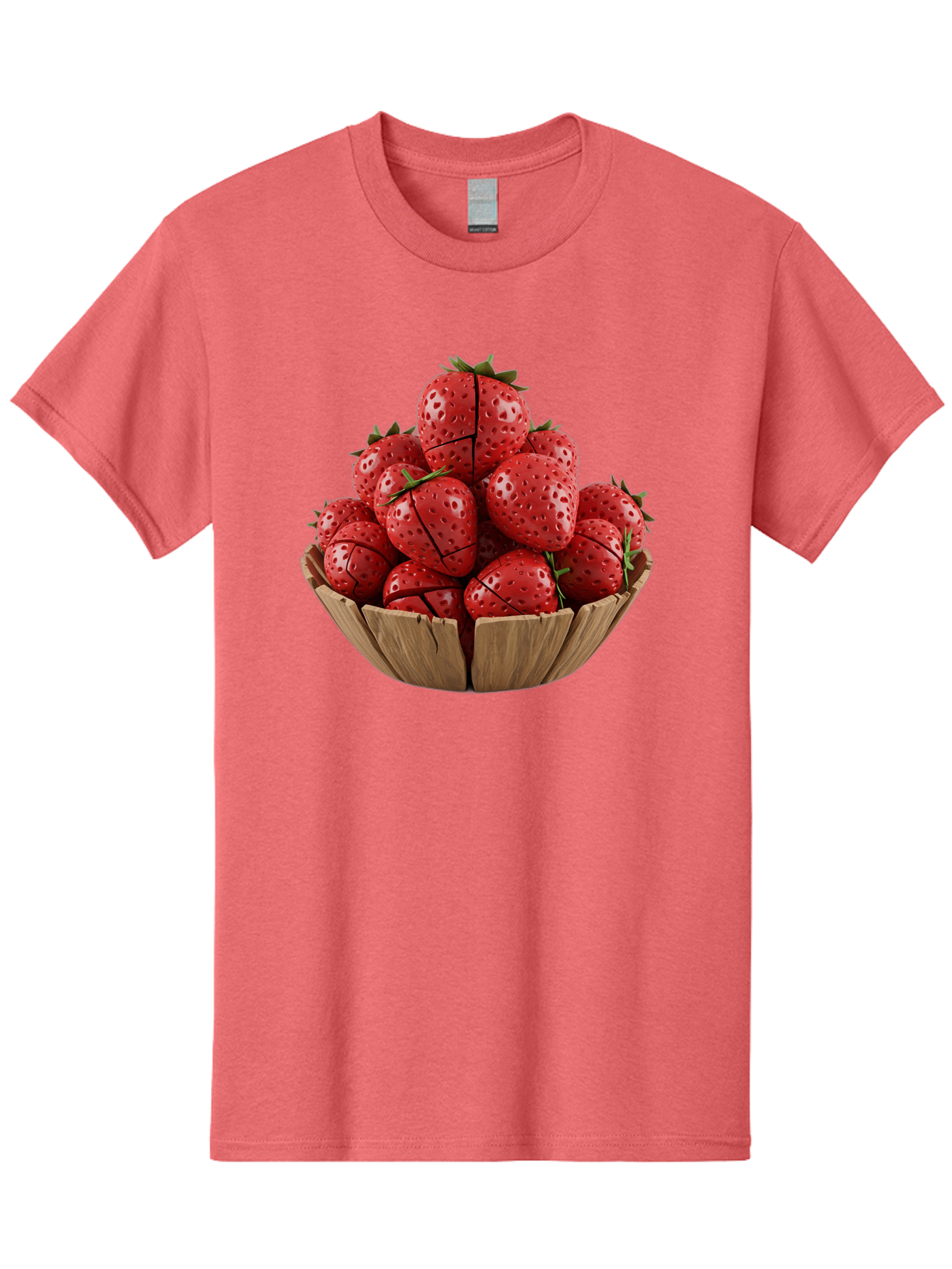 Strawberries-3 Men'S Graphic Tee, 100% Cotton, Comfortable Casual Summer Wear, Machine Washable, Fresh Strawberries, Ripe Fruit, Sweet Treats, Healthy Snack, Red Berries, Green Leaves, Eco-Friendly Packaging, Paper Bowl, Cut Strawberries, Bac458