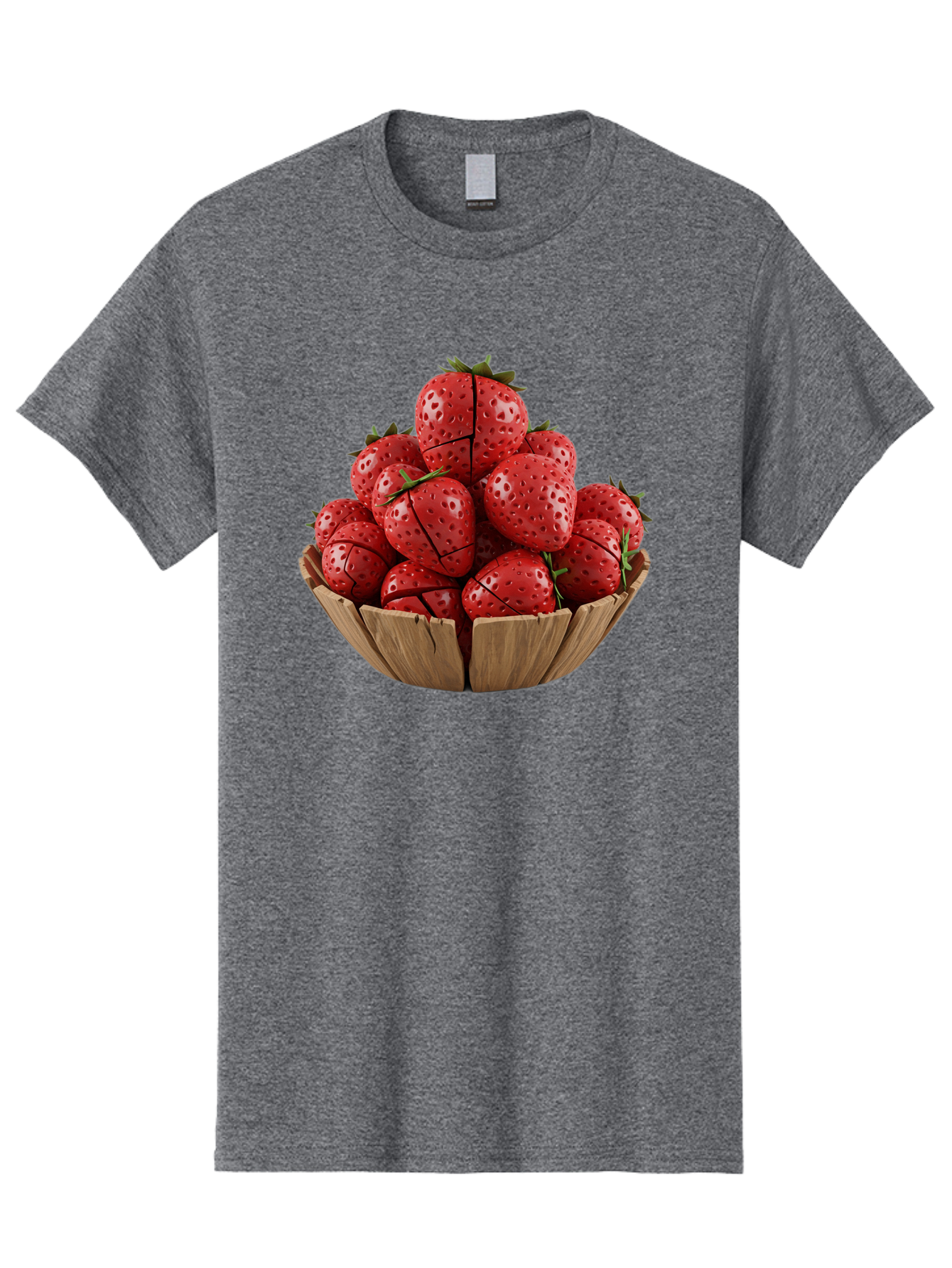 Strawberries-3 Men'S Graphic Tee, 100% Cotton, Comfortable Casual Summer Wear, Machine Washable, Fresh Strawberries, Ripe Fruit, Sweet Treats, Healthy Snack, Red Berries, Green Leaves, Eco-Friendly Packaging, Paper Bowl, Cut Strawberries, Bac458
