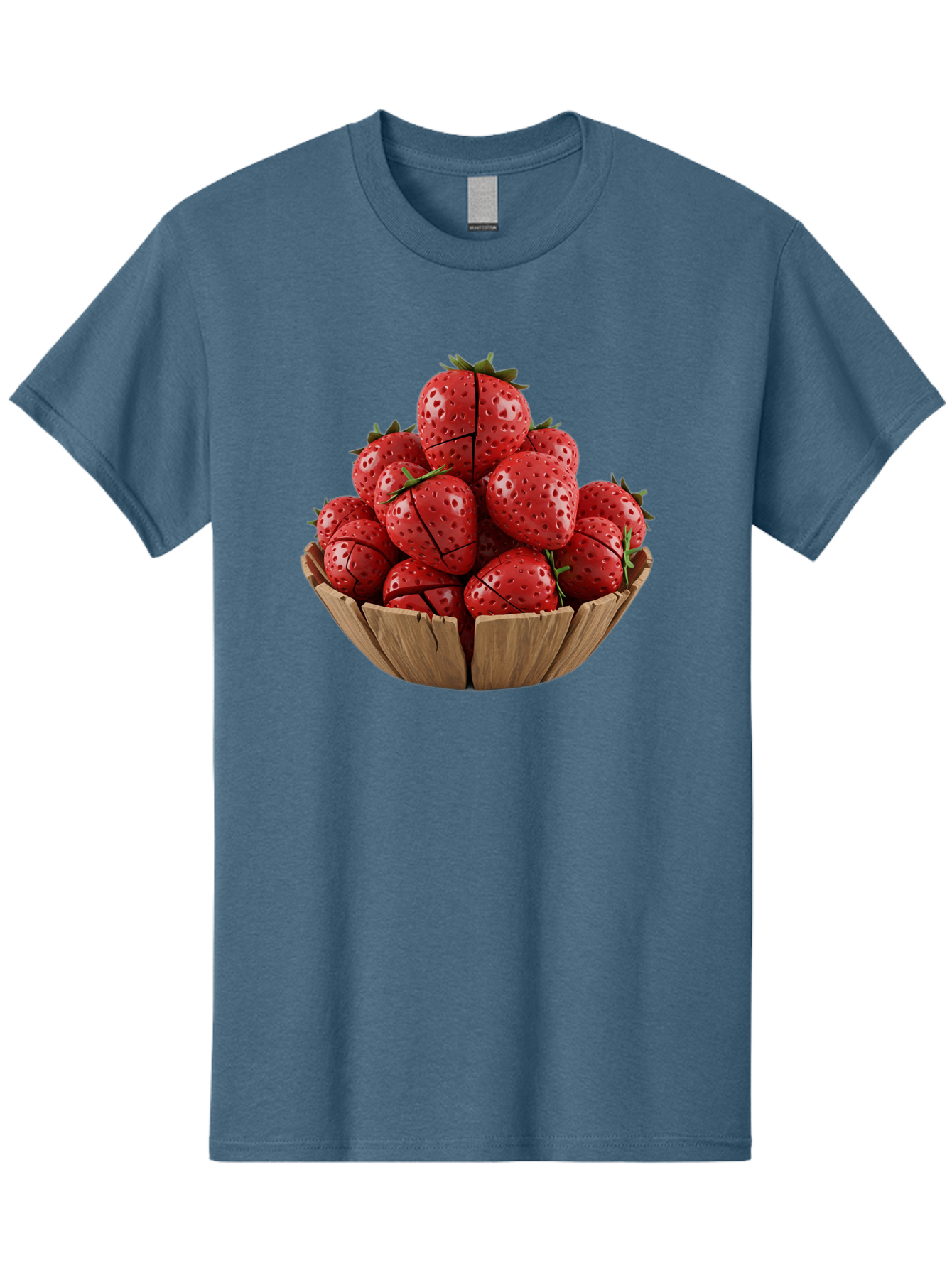 Strawberries-3 Men'S Graphic Tee, 100% Cotton, Comfortable Casual Summer Wear, Machine Washable, Fresh Strawberries, Ripe Fruit, Sweet Treats, Healthy Snack, Red Berries, Green Leaves, Eco-Friendly Packaging, Paper Bowl, Cut Strawberries, Bac458