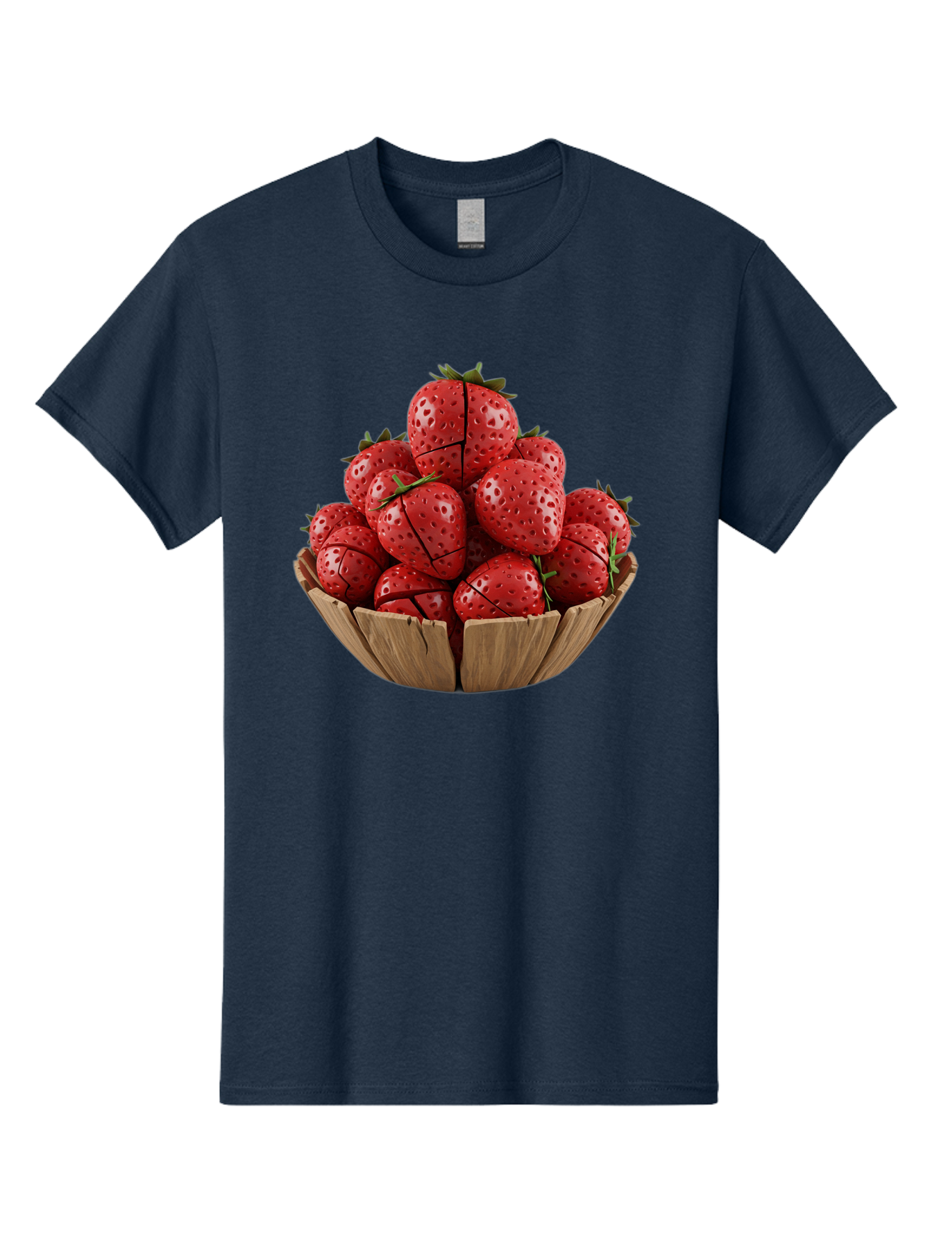Strawberries-3 Men'S Graphic Tee, 100% Cotton, Comfortable Casual Summer Wear, Machine Washable, Fresh Strawberries, Ripe Fruit, Sweet Treats, Healthy Snack, Red Berries, Green Leaves, Eco-Friendly Packaging, Paper Bowl, Cut Strawberries, Bac458