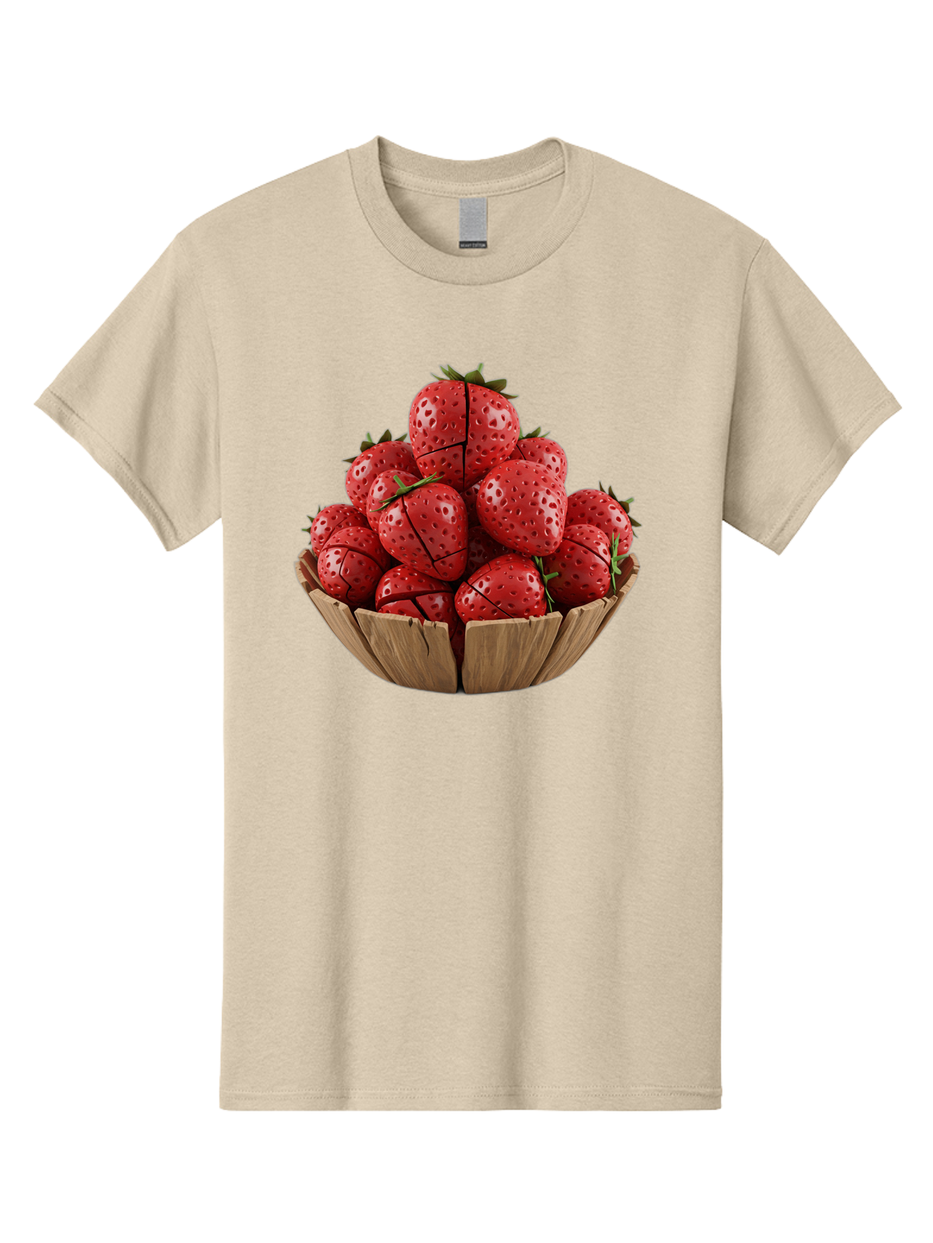 Strawberries-3 Men'S Graphic Tee, 100% Cotton, Comfortable Casual Summer Wear, Machine Washable, Fresh Strawberries, Ripe Fruit, Sweet Treats, Healthy Snack, Red Berries, Green Leaves, Eco-Friendly Packaging, Paper Bowl, Cut Strawberries, Bac458
