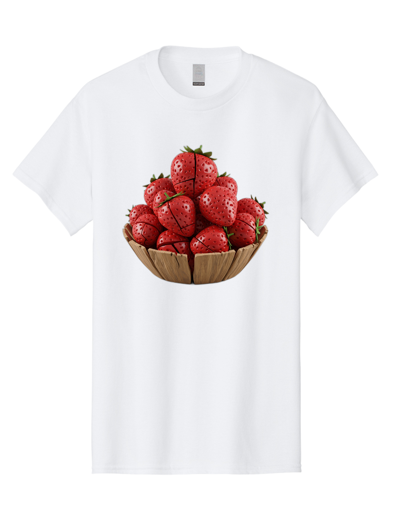 Strawberries-3 Men'S Graphic Tee, 100% Cotton, Comfortable Casual Summer Wear, Machine Washable, Fresh Strawberries, Ripe Fruit, Sweet Treats, Healthy Snack, Red Berries, Green Leaves, Eco-Friendly Packaging, Paper Bowl, Cut Strawberries, Bac458