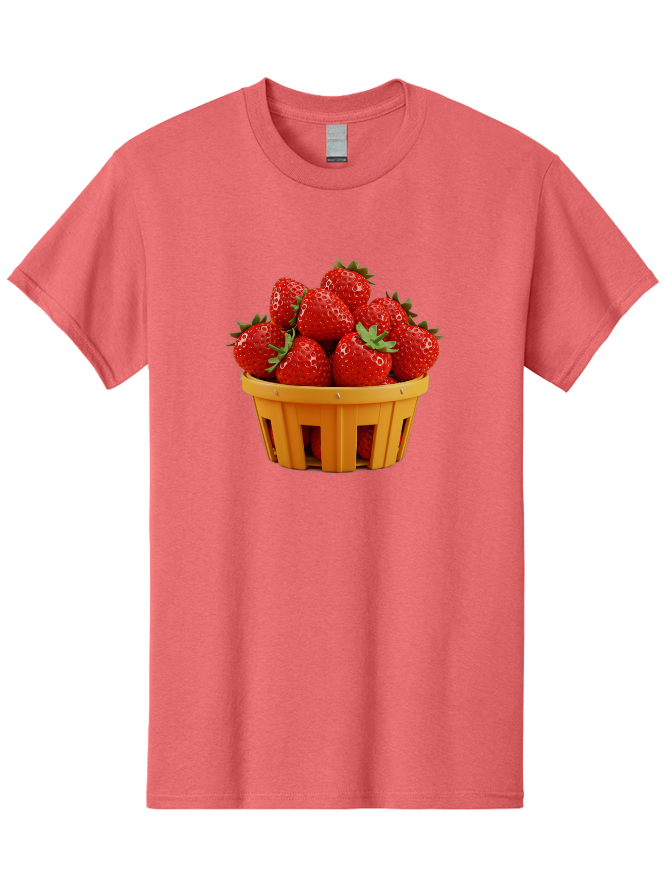Strawberries-In-A-Yellow-Basket Men'S Graphic Tee, 100% Cotton, Comfortable Casual Summer Wear, Machine Washable, Basket Of Strawberries, Fresh Strawberries, Ripe Strawberries, Summer Fruits, Healthy Snack, Vibrant Red Strawberries, Bac459