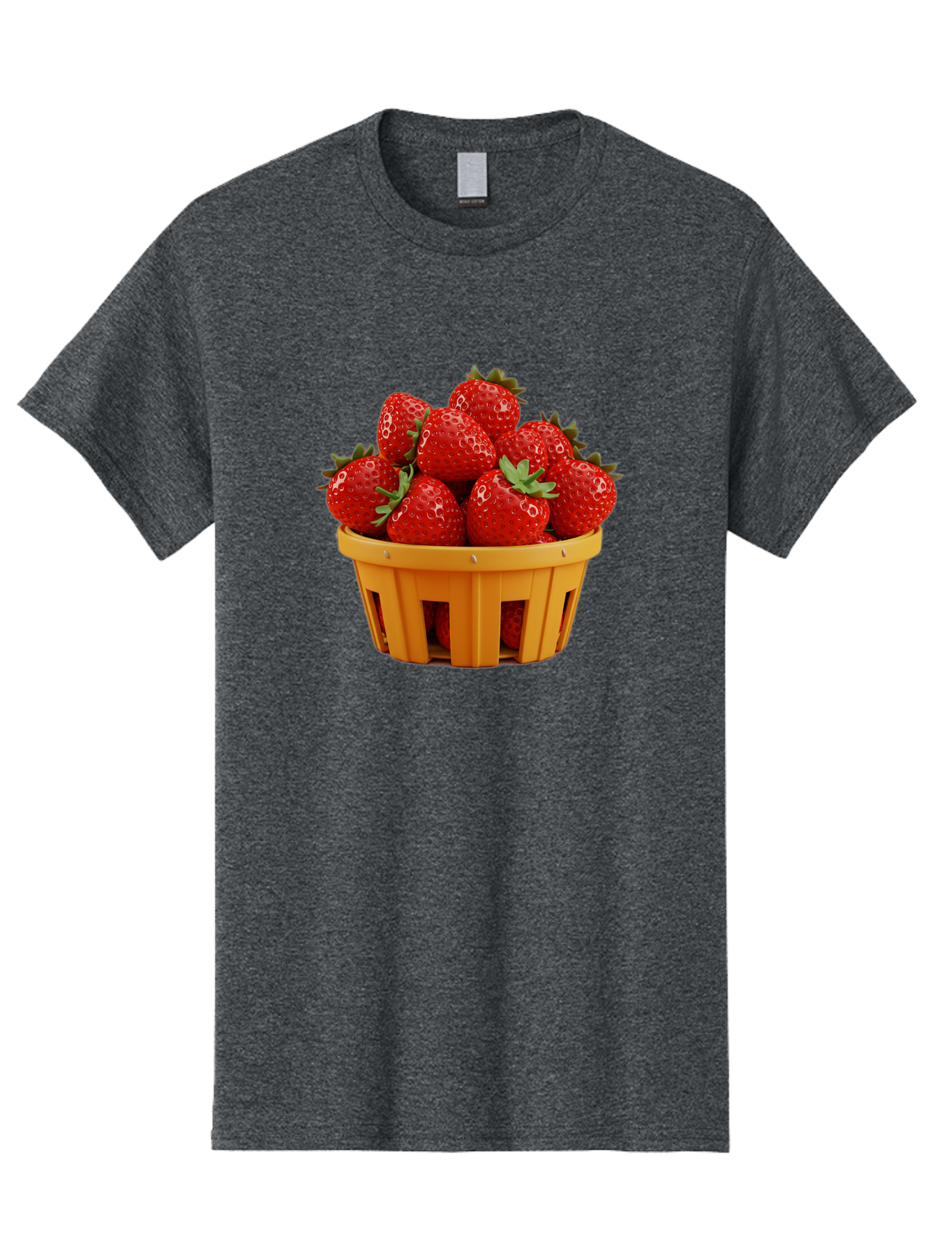 Strawberries-In-A-Yellow-Basket Men'S Graphic Tee, 100% Cotton, Comfortable Casual Summer Wear, Machine Washable, Basket Of Strawberries, Fresh Strawberries, Ripe Strawberries, Summer Fruits, Healthy Snack, Vibrant Red Strawberries, Bac459