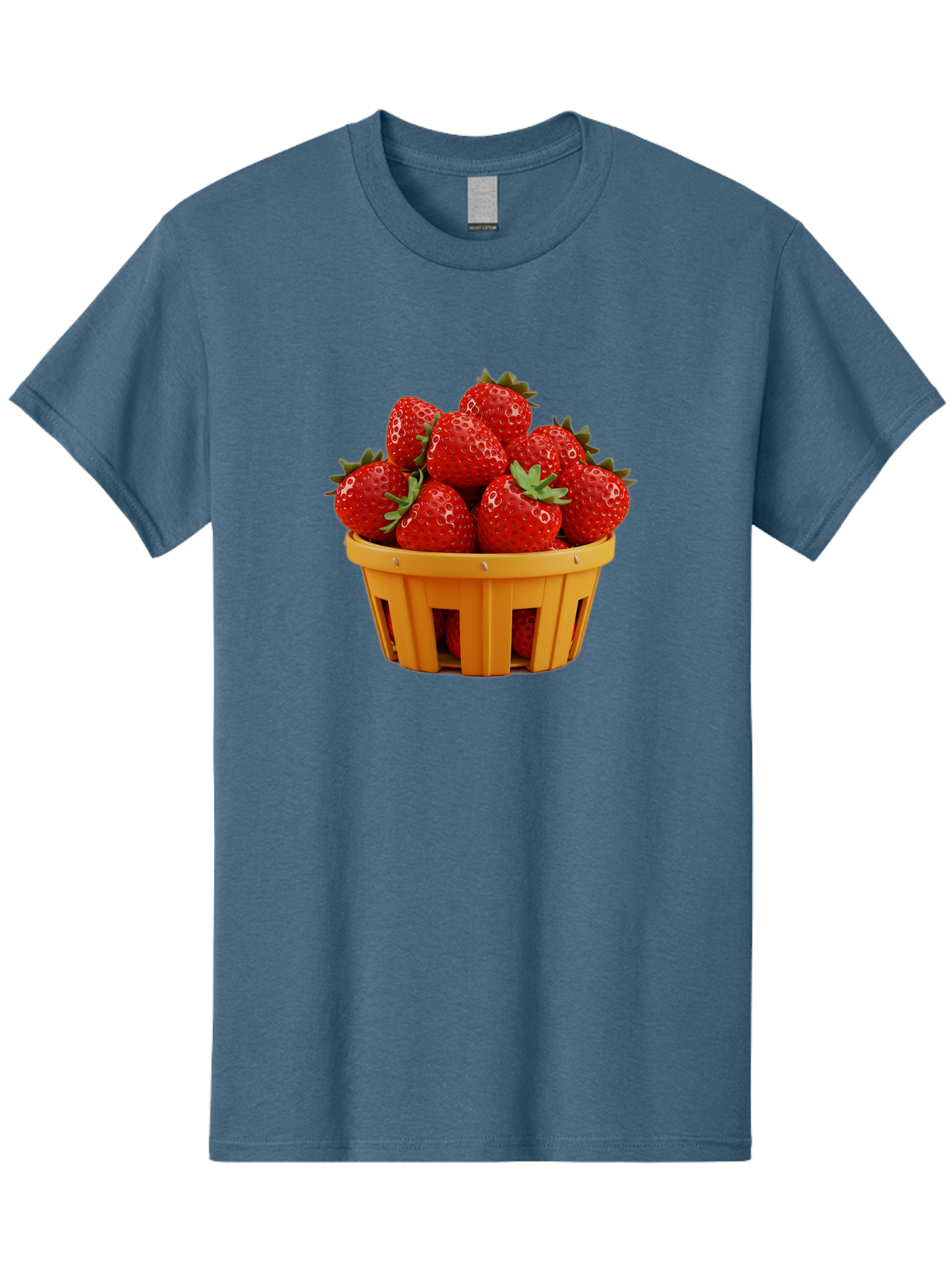 Strawberries-In-A-Yellow-Basket Men'S Graphic Tee, 100% Cotton, Comfortable Casual Summer Wear, Machine Washable, Basket Of Strawberries, Fresh Strawberries, Ripe Strawberries, Summer Fruits, Healthy Snack, Vibrant Red Strawberries, Bac459