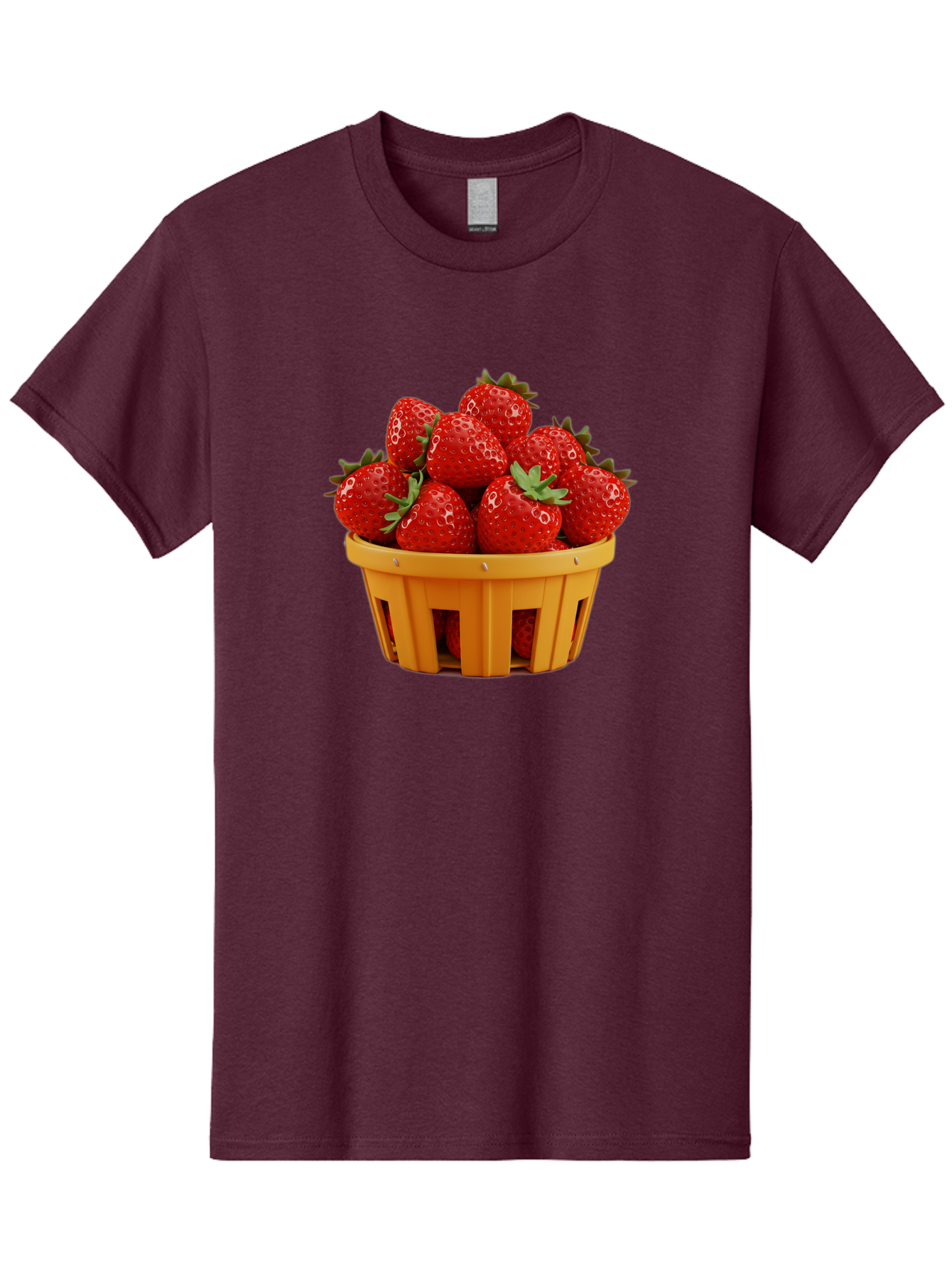 Strawberries-In-A-Yellow-Basket Men'S Graphic Tee, 100% Cotton, Comfortable Casual Summer Wear, Machine Washable, Basket Of Strawberries, Fresh Strawberries, Ripe Strawberries, Summer Fruits, Healthy Snack, Vibrant Red Strawberries, Bac459