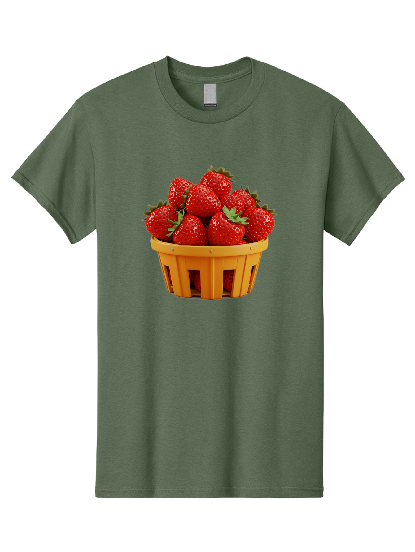 Strawberries-In-A-Yellow-Basket Men'S Graphic Tee, 100% Cotton, Comfortable Casual Summer Wear, Machine Washable, Basket Of Strawberries, Fresh Strawberries, Ripe Strawberries, Summer Fruits, Healthy Snack, Vibrant Red Strawberries, Bac459
