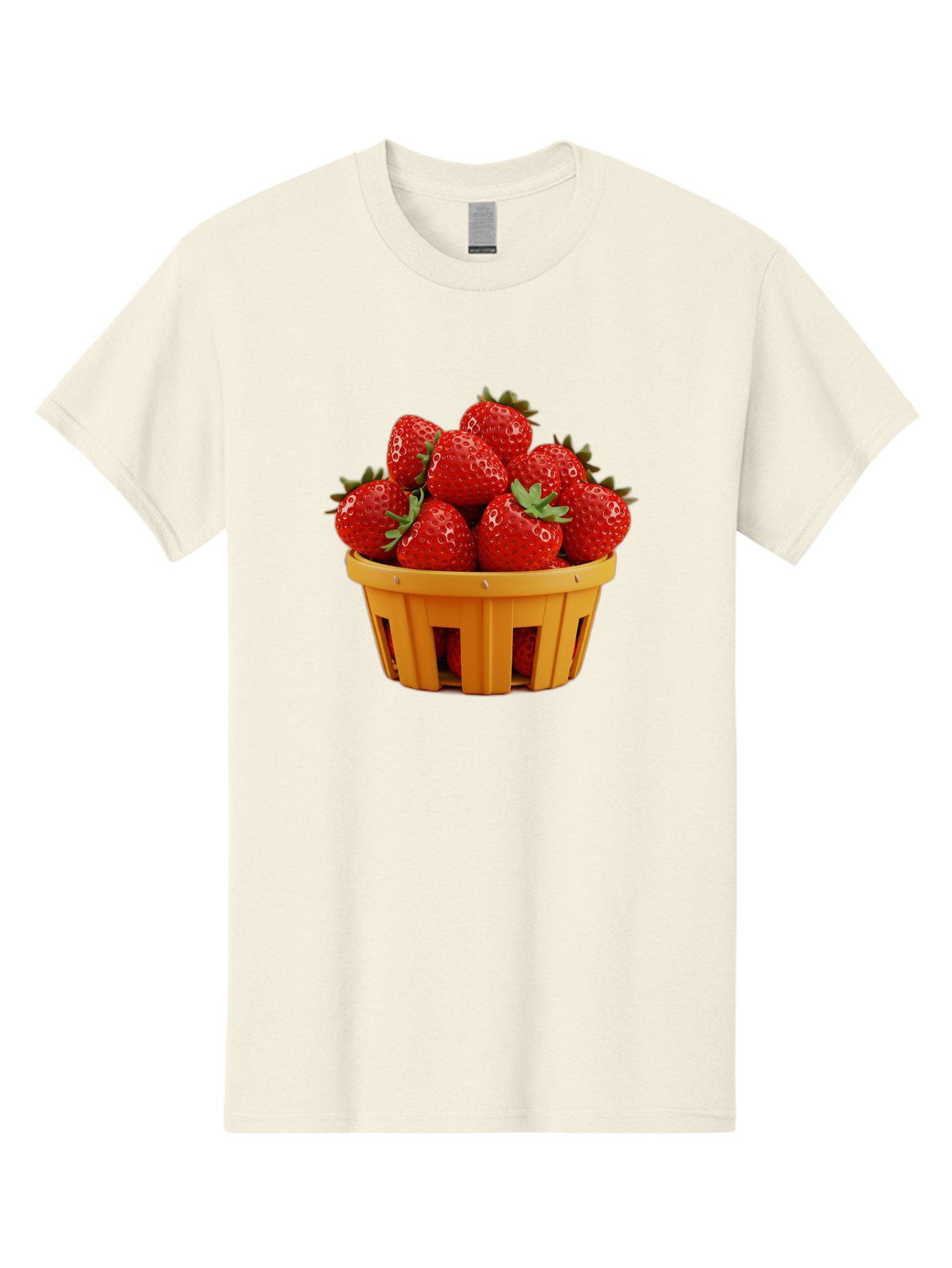 Strawberries-In-A-Yellow-Basket Men'S Graphic Tee, 100% Cotton, Comfortable Casual Summer Wear, Machine Washable, Basket Of Strawberries, Fresh Strawberries, Ripe Strawberries, Summer Fruits, Healthy Snack, Vibrant Red Strawberries, Bac459