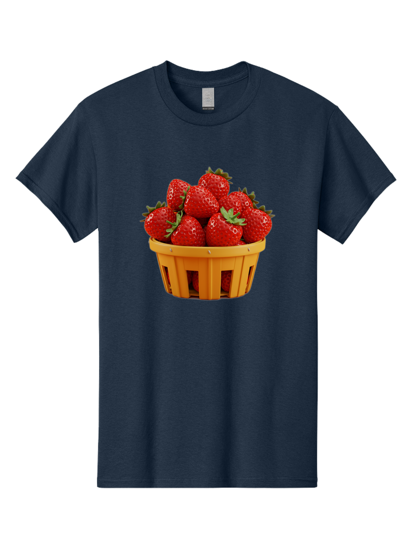 Strawberries-In-A-Yellow-Basket Men'S Graphic Tee, 100% Cotton, Comfortable Casual Summer Wear, Machine Washable, Basket Of Strawberries, Fresh Strawberries, Ripe Strawberries, Summer Fruits, Healthy Snack, Vibrant Red Strawberries, Bac459