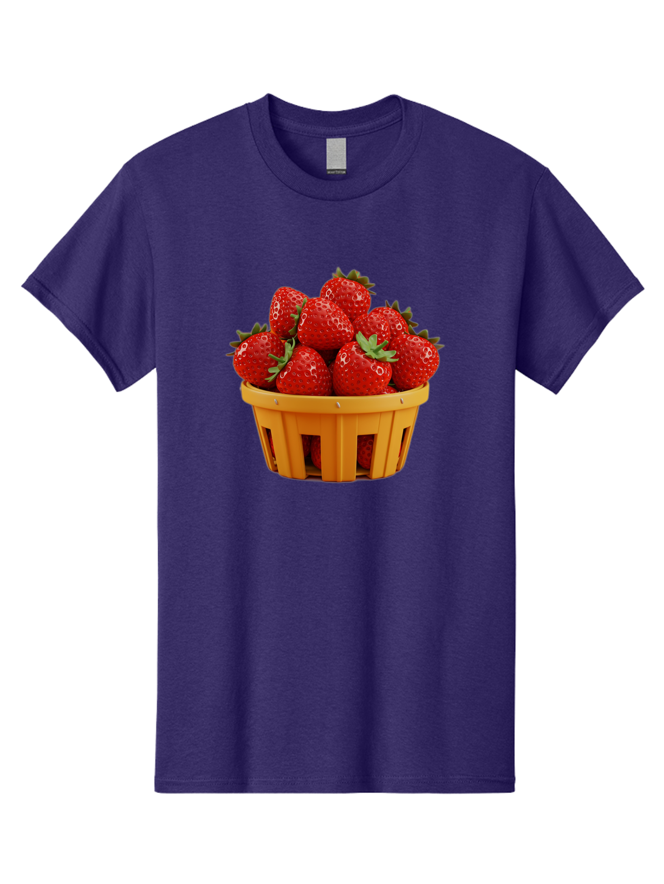 Strawberries-In-A-Yellow-Basket Men'S Graphic Tee, 100% Cotton, Comfortable Casual Summer Wear, Machine Washable, Basket Of Strawberries, Fresh Strawberries, Ripe Strawberries, Summer Fruits, Healthy Snack, Vibrant Red Strawberries, Bac459