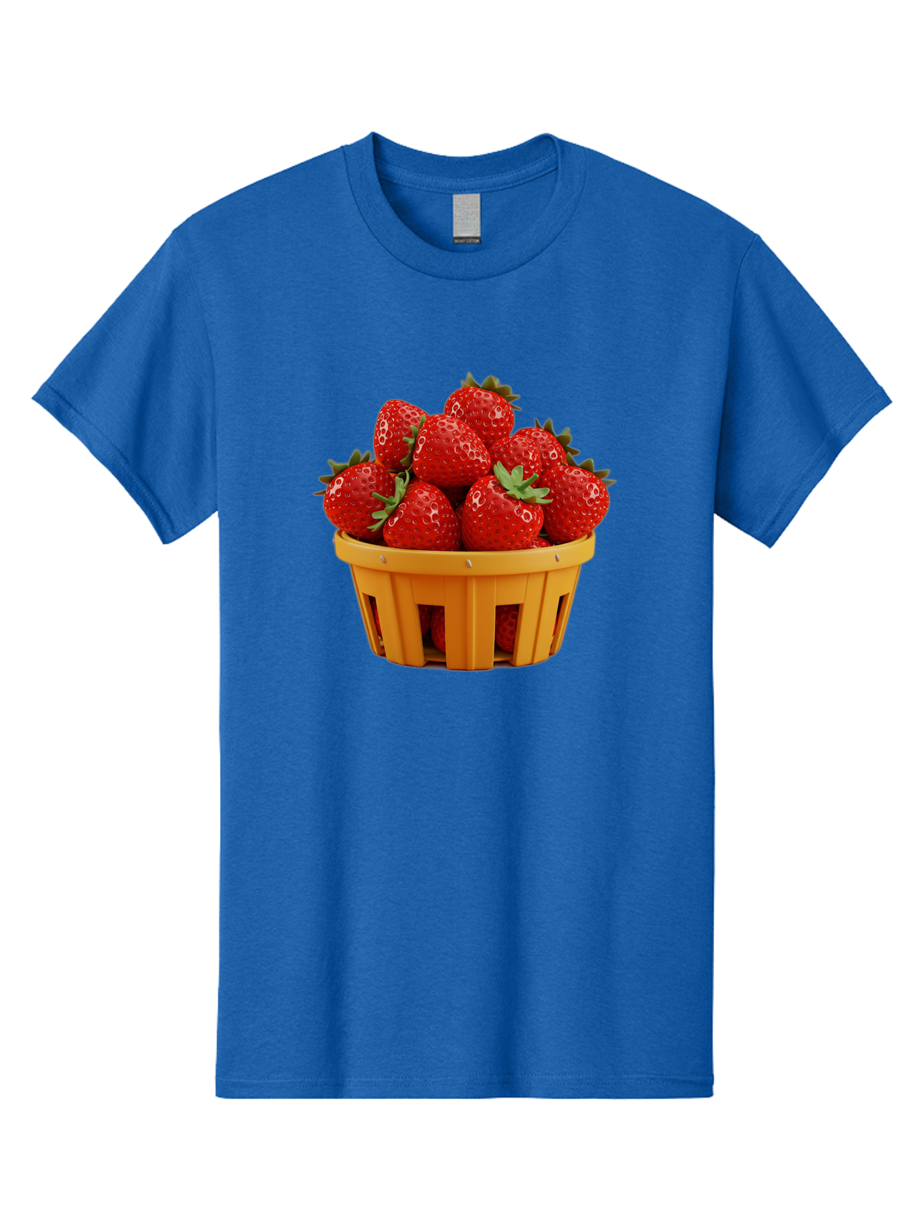 Strawberries-In-A-Yellow-Basket Men'S Graphic Tee, 100% Cotton, Comfortable Casual Summer Wear, Machine Washable, Basket Of Strawberries, Fresh Strawberries, Ripe Strawberries, Summer Fruits, Healthy Snack, Vibrant Red Strawberries, Bac459