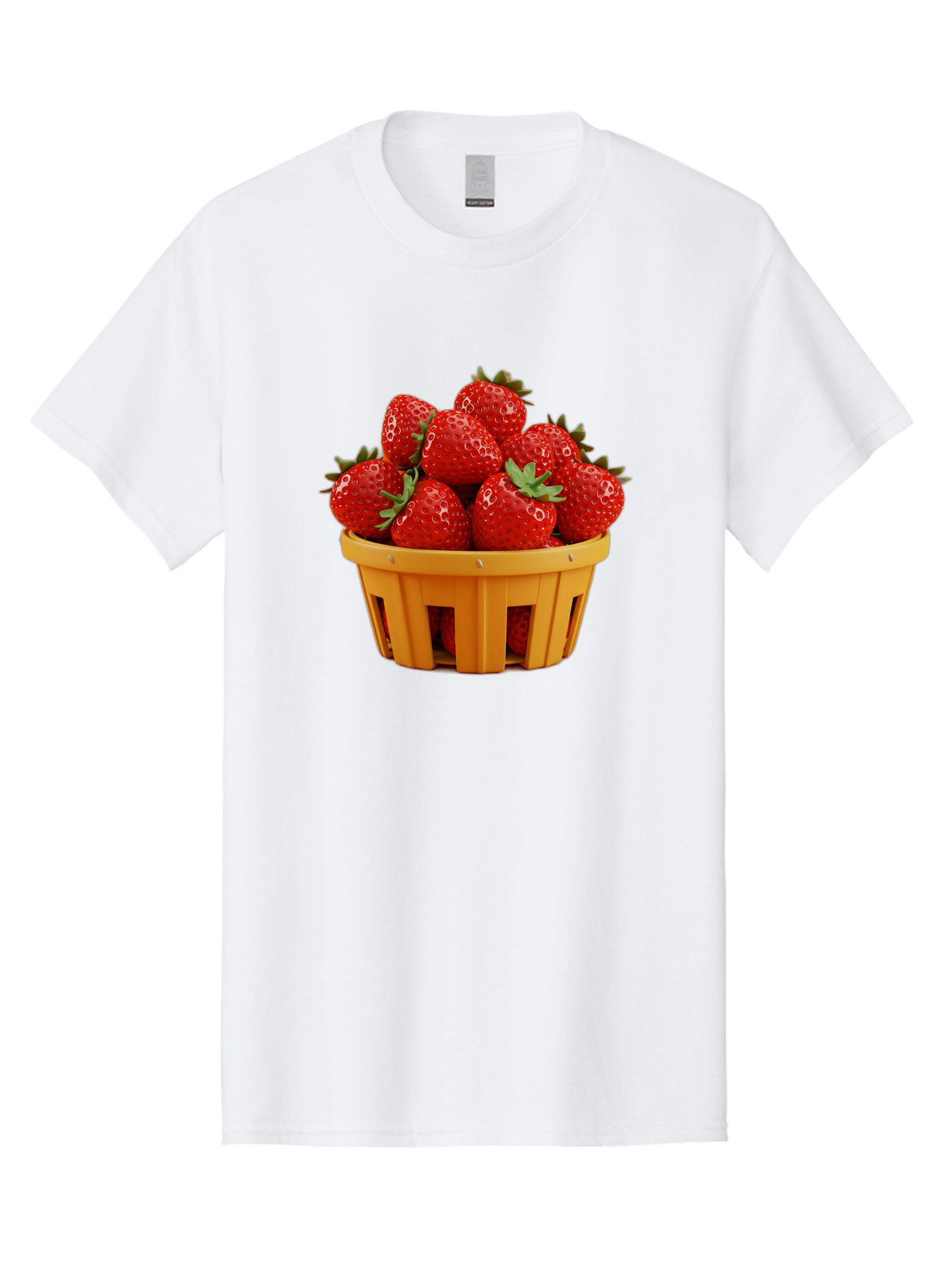 Strawberries-In-A-Yellow-Basket Men'S Graphic Tee, 100% Cotton, Comfortable Casual Summer Wear, Machine Washable, Basket Of Strawberries, Fresh Strawberries, Ripe Strawberries, Summer Fruits, Healthy Snack, Vibrant Red Strawberries, Bac459