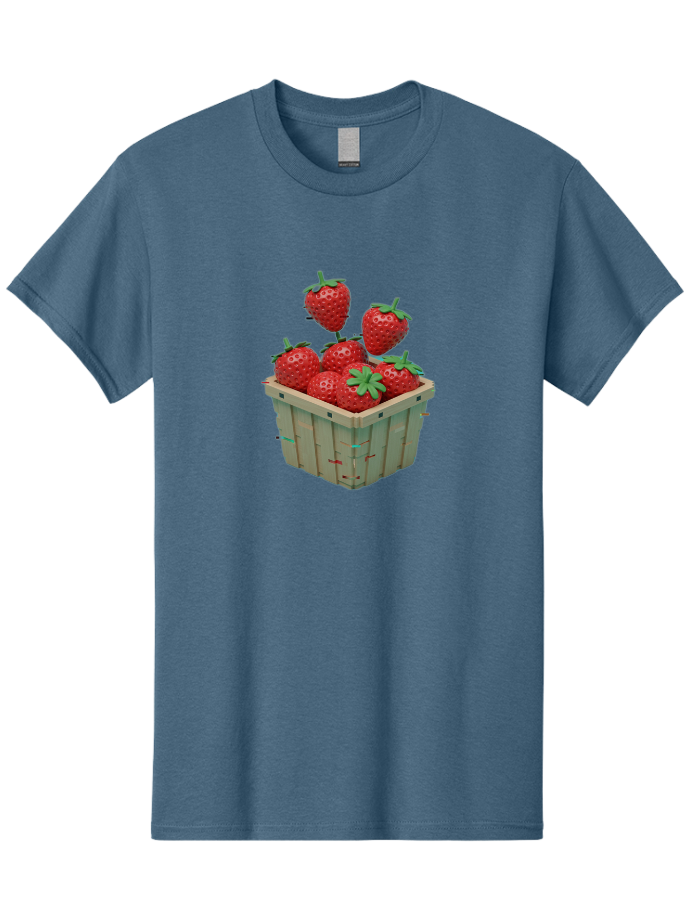 Strawberries-In-Basket Men'S Graphic Tee, 100% Cotton, Comfortable Casual Summer Wear, Machine Washable, Strawberries In Wooden Basket, Fresh Strawberries, Ripe Fruits, Healthy Snack, Basket Full Of Strawberries, Sweet Treats, Summer Fruits Bac460