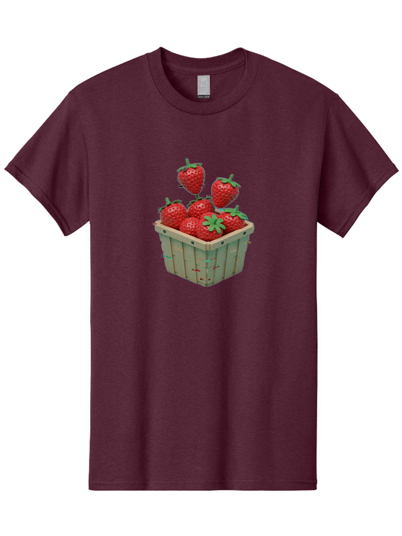Strawberries-In-Basket Men'S Graphic Tee, 100% Cotton, Comfortable Casual Summer Wear, Machine Washable, Strawberries In Wooden Basket, Fresh Strawberries, Ripe Fruits, Healthy Snack, Basket Full Of Strawberries, Sweet Treats, Summer Fruits Bac460