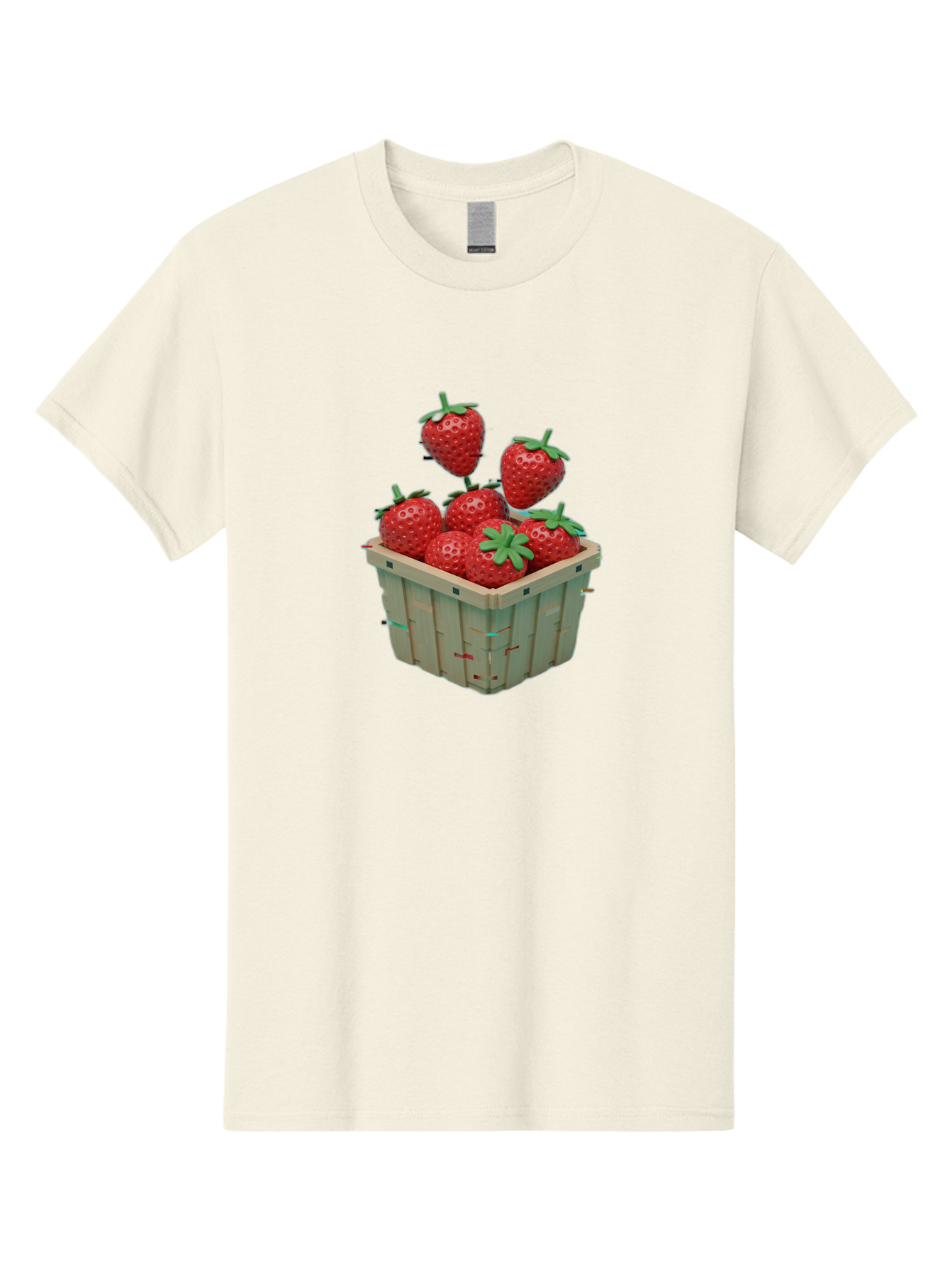 Strawberries-In-Basket Men'S Graphic Tee, 100% Cotton, Comfortable Casual Summer Wear, Machine Washable, Strawberries In Wooden Basket, Fresh Strawberries, Ripe Fruits, Healthy Snack, Basket Full Of Strawberries, Sweet Treats, Summer Fruits Bac460