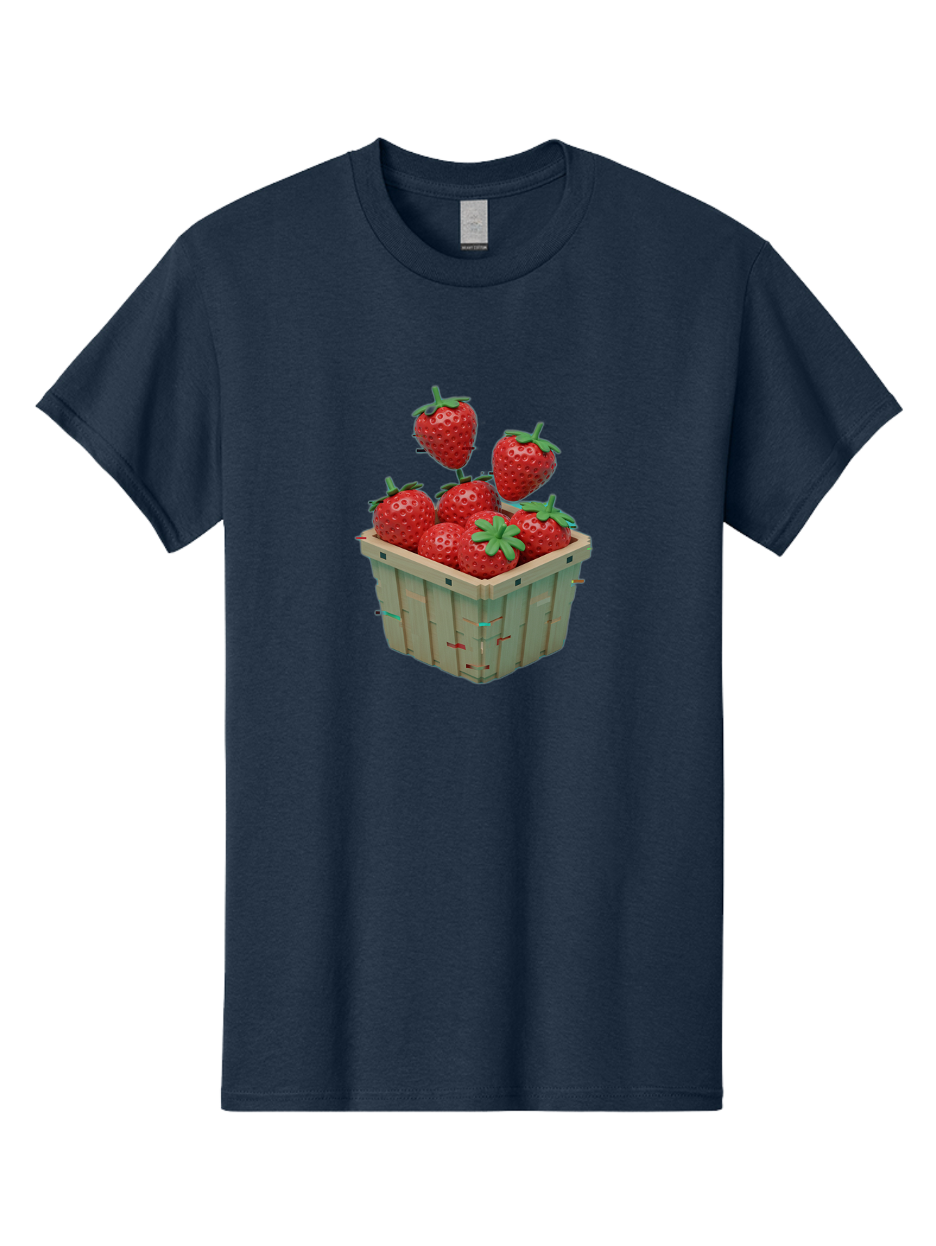 Strawberries-In-Basket Men'S Graphic Tee, 100% Cotton, Comfortable Casual Summer Wear, Machine Washable, Strawberries In Wooden Basket, Fresh Strawberries, Ripe Fruits, Healthy Snack, Basket Full Of Strawberries, Sweet Treats, Summer Fruits Bac460