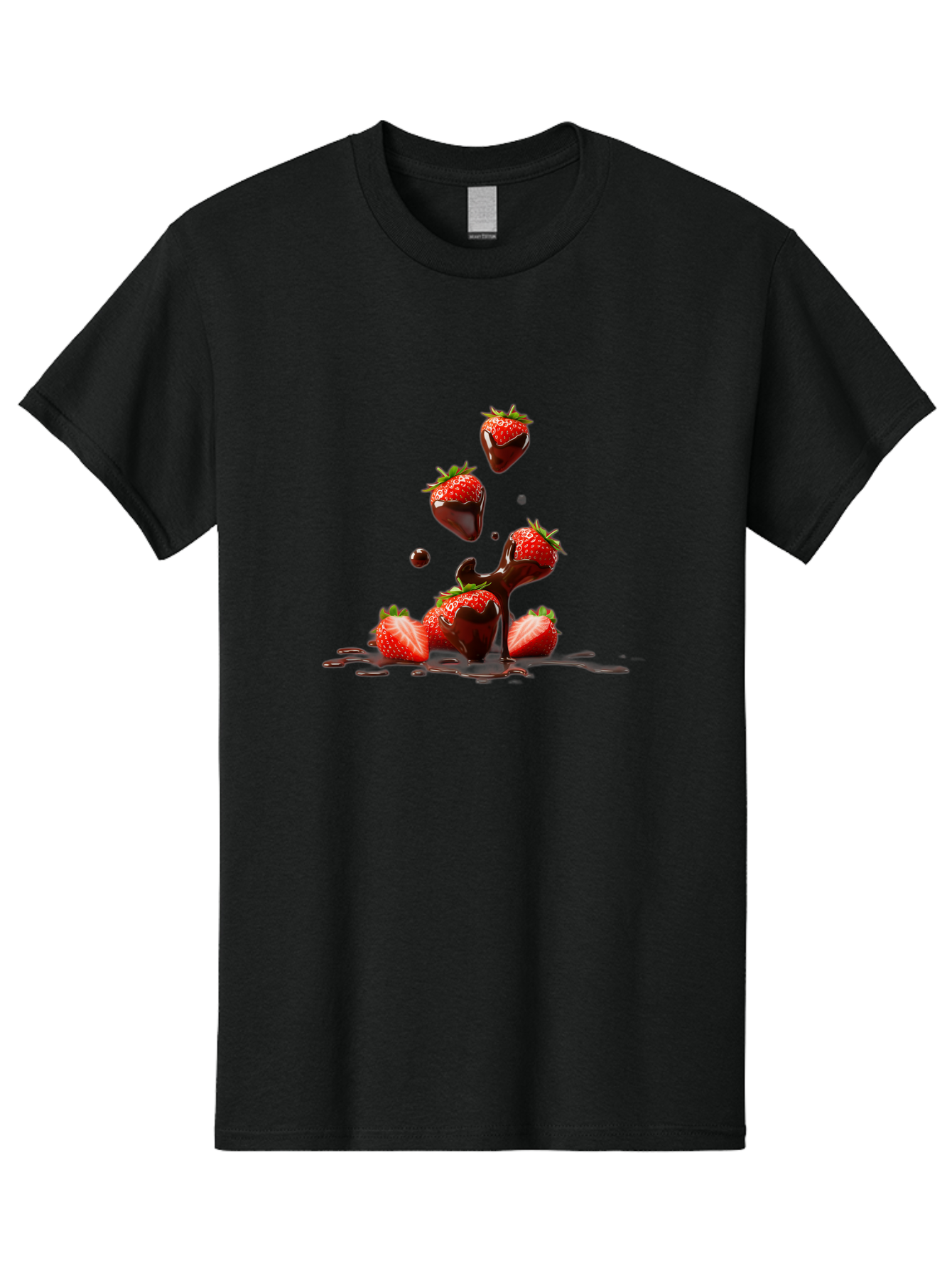 Strawberries-With-Chocolate Men'S Graphic Tee, 100% Cotton, Comfortable Casual Summer Wear, Machine Washable, Strawberries, Chocolate Sauce, Fresh Fruit, Dessert, Sweet Treats, Indulgent Delights, Ripe Strawberries, Chocolatey Goodness, Bac461
