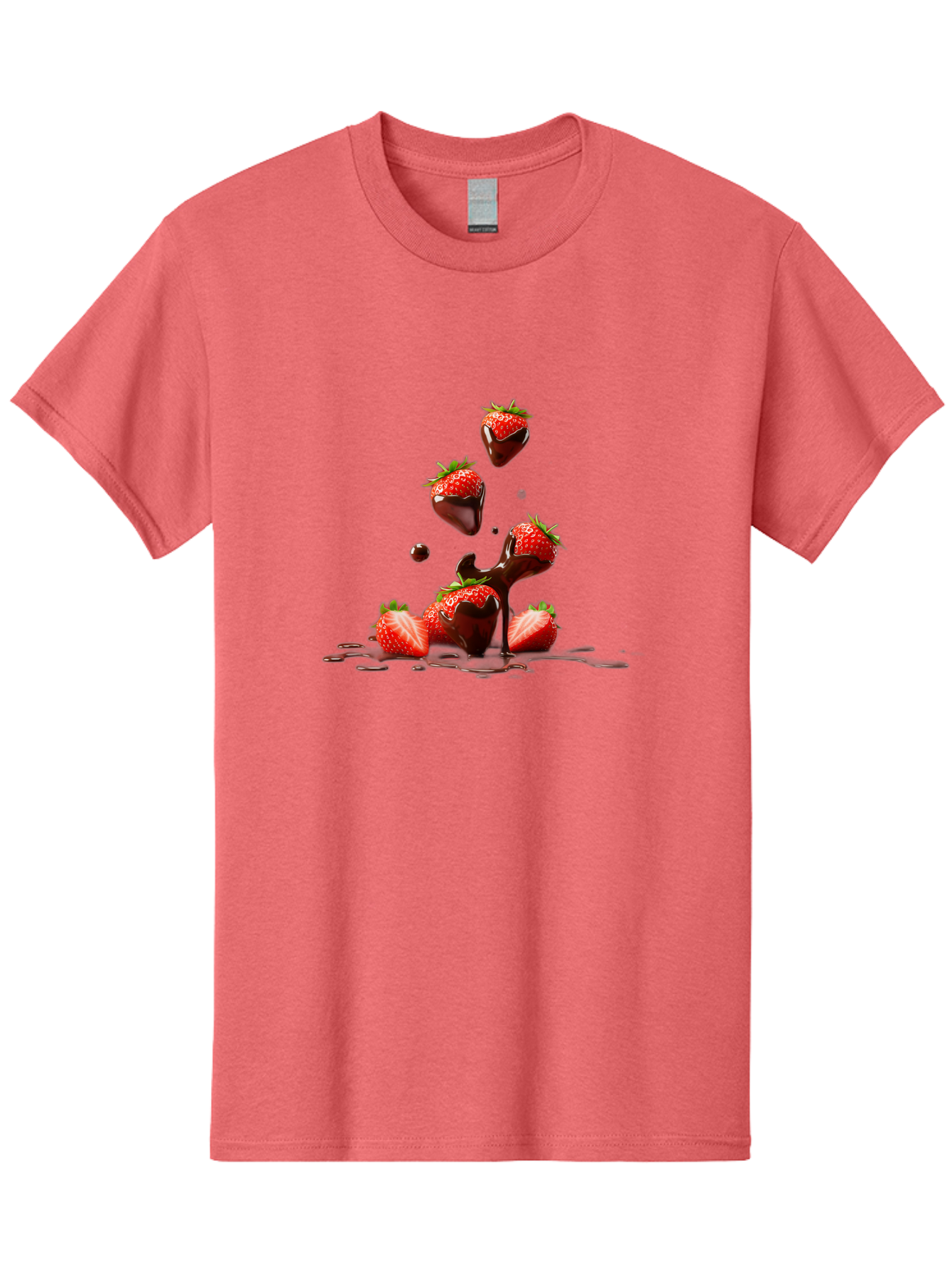 Strawberries-With-Chocolate Men'S Graphic Tee, 100% Cotton, Comfortable Casual Summer Wear, Machine Washable, Strawberries, Chocolate Sauce, Fresh Fruit, Dessert, Sweet Treats, Indulgent Delights, Ripe Strawberries, Chocolatey Goodness, Bac461