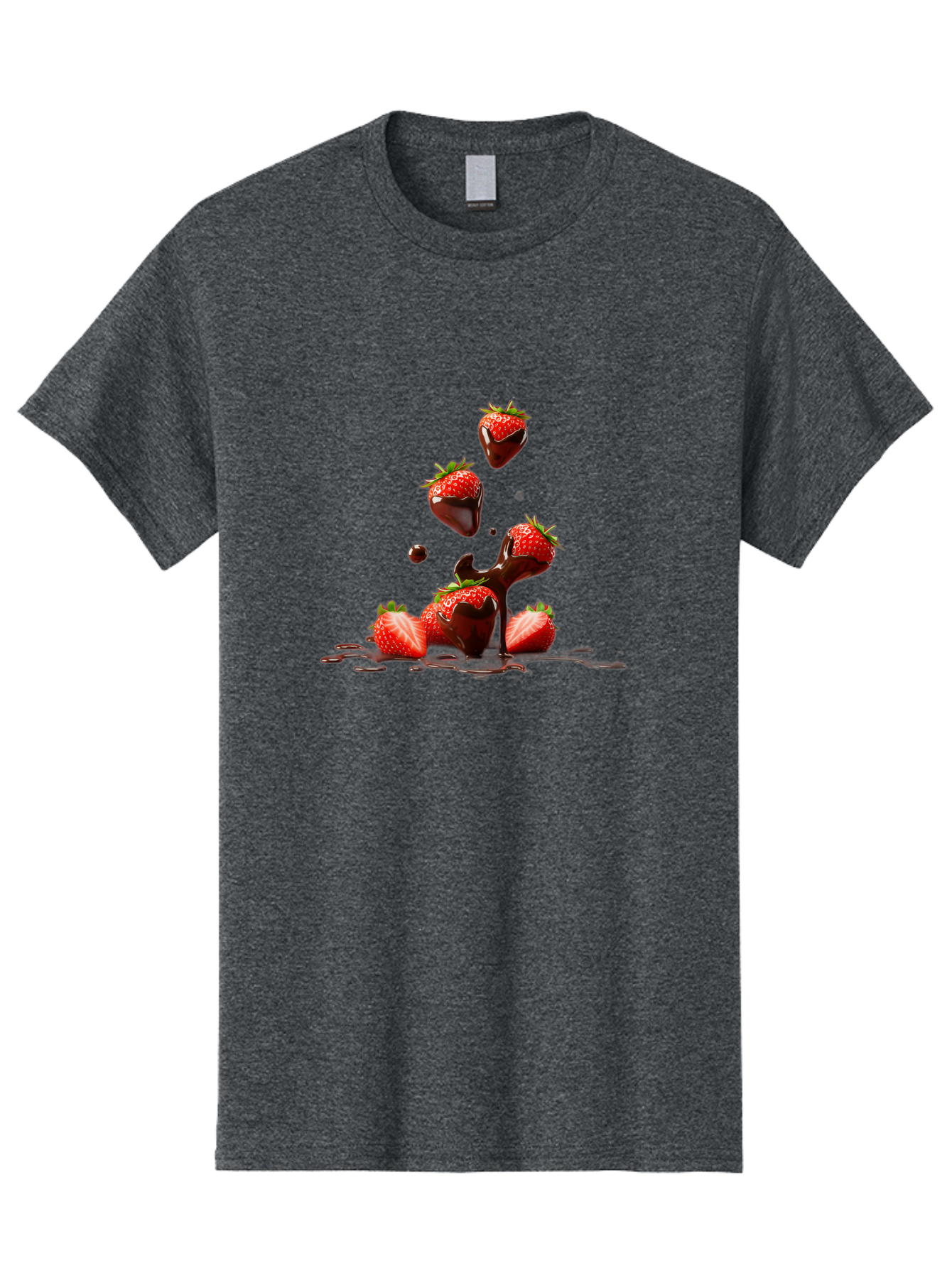 Strawberries-With-Chocolate Men'S Graphic Tee, 100% Cotton, Comfortable Casual Summer Wear, Machine Washable, Strawberries, Chocolate Sauce, Fresh Fruit, Dessert, Sweet Treats, Indulgent Delights, Ripe Strawberries, Chocolatey Goodness, Bac461