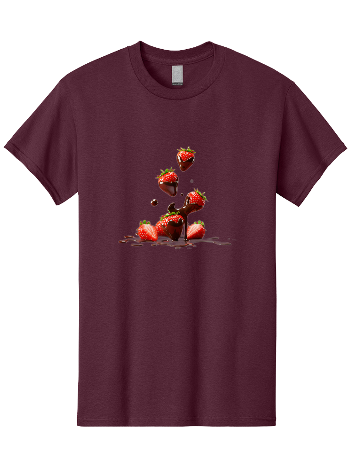 Strawberries-With-Chocolate Men'S Graphic Tee, 100% Cotton, Comfortable Casual Summer Wear, Machine Washable, Strawberries, Chocolate Sauce, Fresh Fruit, Dessert, Sweet Treats, Indulgent Delights, Ripe Strawberries, Chocolatey Goodness, Bac461
