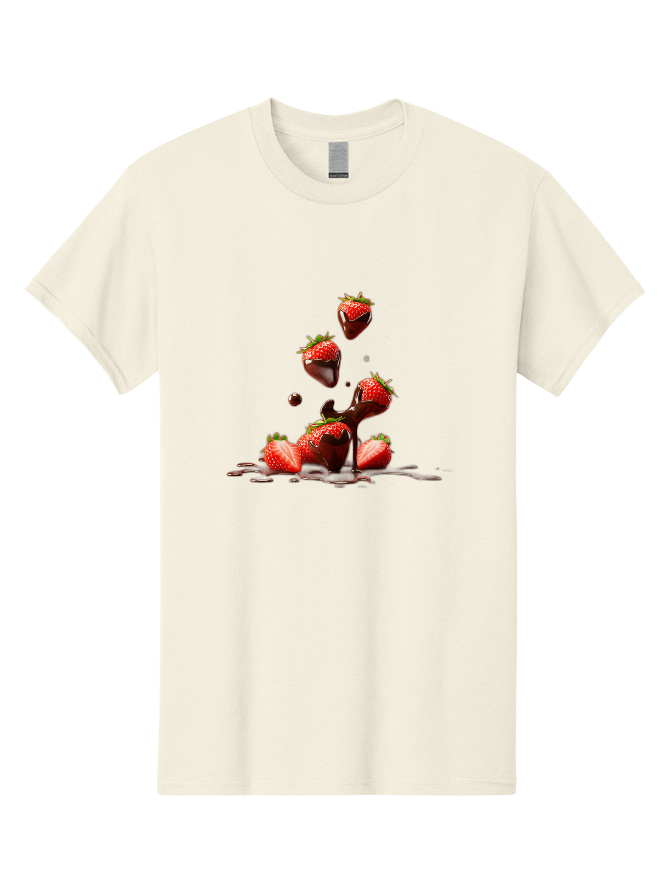 Strawberries-With-Chocolate Men'S Graphic Tee, 100% Cotton, Comfortable Casual Summer Wear, Machine Washable, Strawberries, Chocolate Sauce, Fresh Fruit, Dessert, Sweet Treats, Indulgent Delights, Ripe Strawberries, Chocolatey Goodness, Bac461