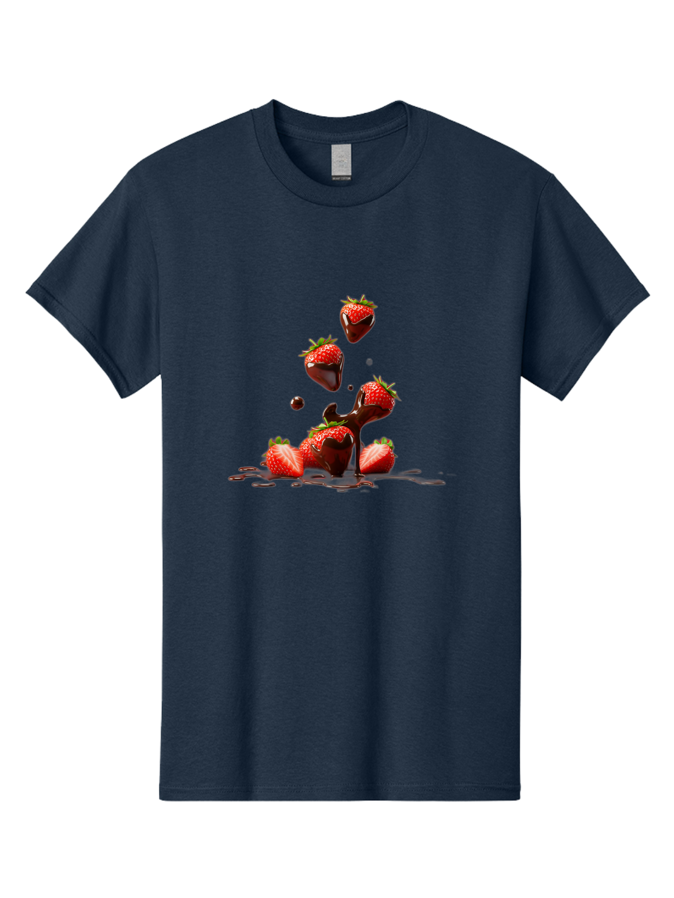 Strawberries-With-Chocolate Men'S Graphic Tee, 100% Cotton, Comfortable Casual Summer Wear, Machine Washable, Strawberries, Chocolate Sauce, Fresh Fruit, Dessert, Sweet Treats, Indulgent Delights, Ripe Strawberries, Chocolatey Goodness, Bac461