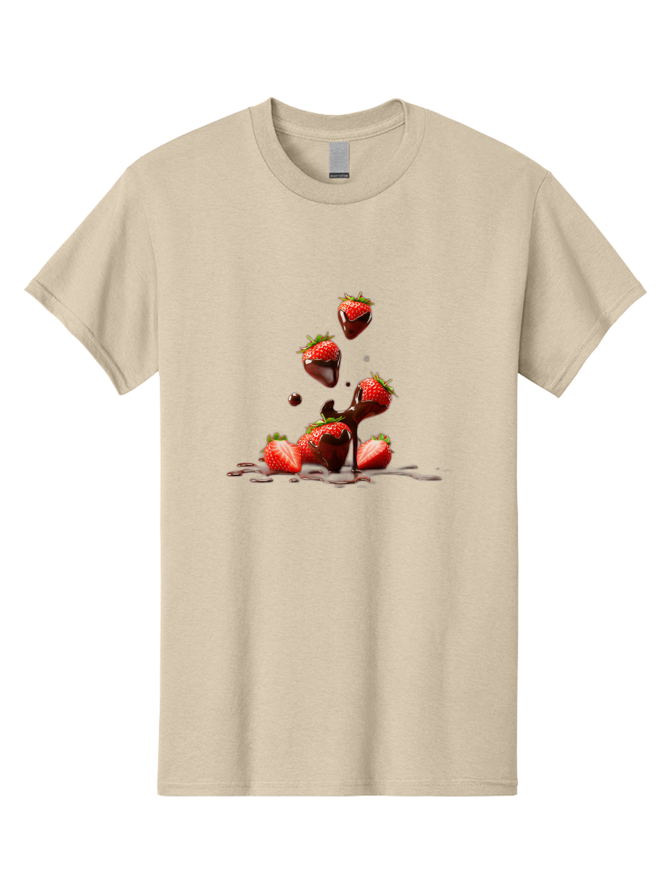 Strawberries-With-Chocolate Men'S Graphic Tee, 100% Cotton, Comfortable Casual Summer Wear, Machine Washable, Strawberries, Chocolate Sauce, Fresh Fruit, Dessert, Sweet Treats, Indulgent Delights, Ripe Strawberries, Chocolatey Goodness, Bac461