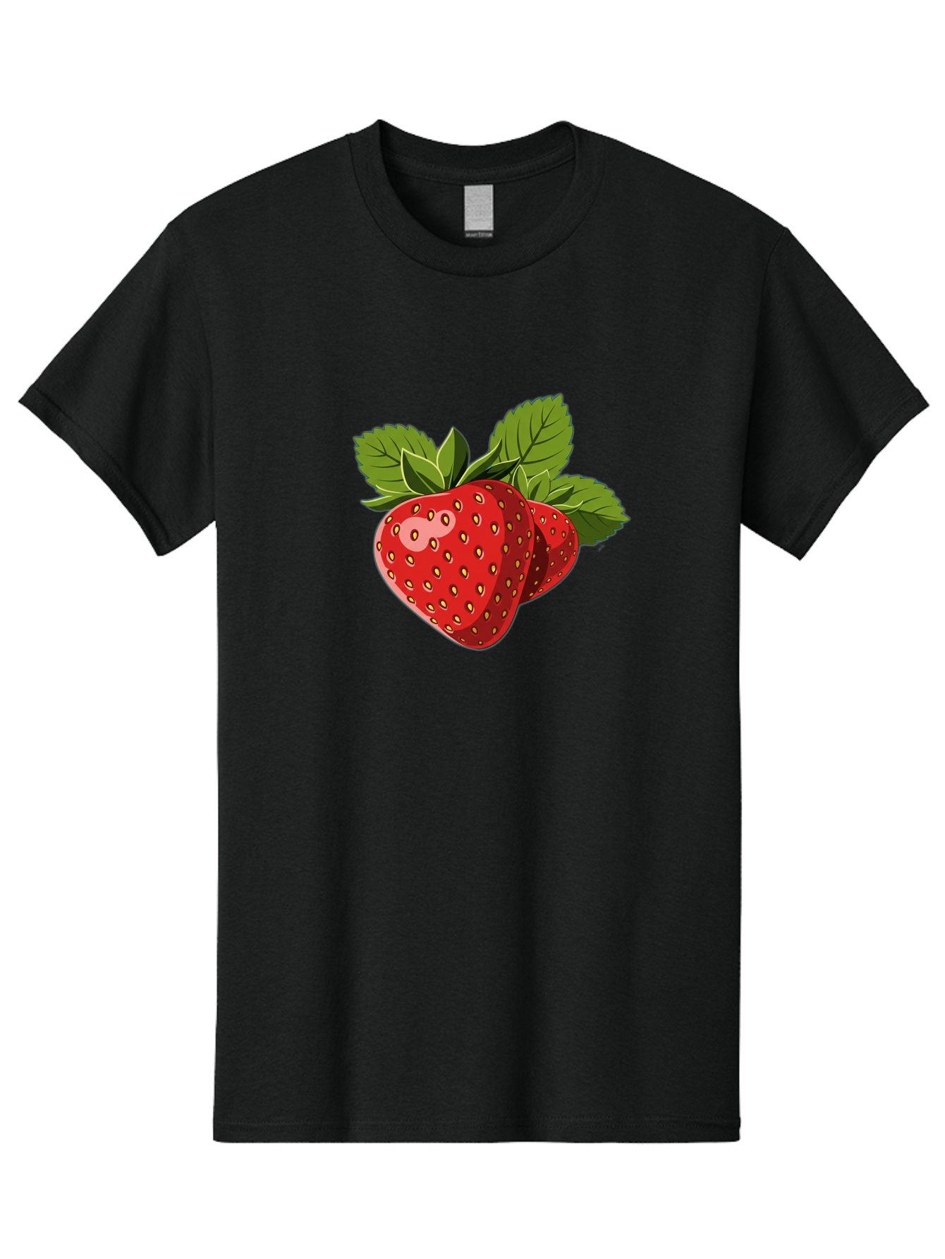 Strawberries Men'S Graphic Tee, 100% Cotton, Comfortable Casual Summer Wear, Machine Washable, Strawberries With Leaves, Fresh Fruit, Red Strawberries, Strawberry Illustration, Sweet Treats, Healthy Snacks, Green Leaves, Ripe Strawberries, Bac463