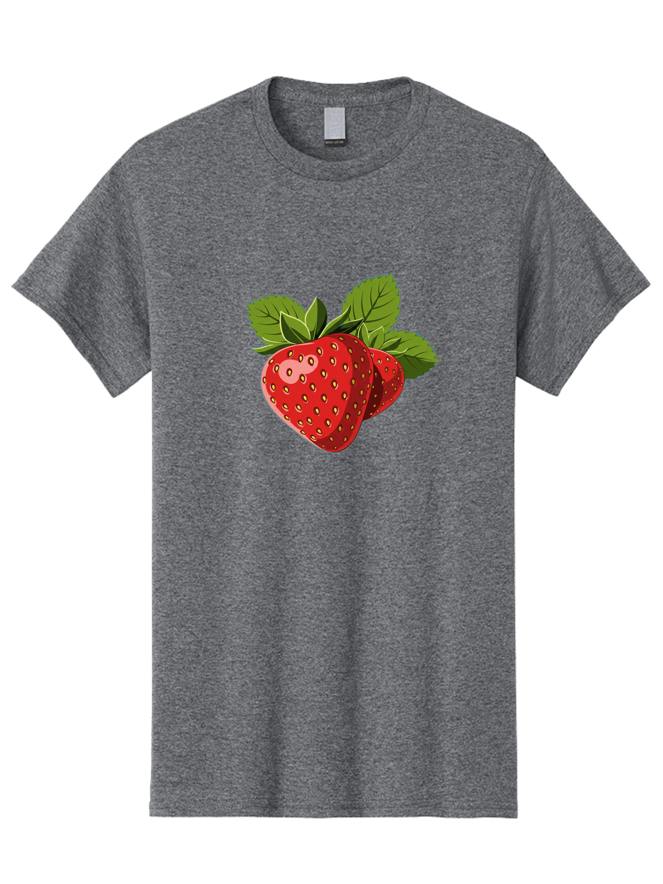 Strawberries Men'S Graphic Tee, 100% Cotton, Comfortable Casual Summer Wear, Machine Washable, Strawberries With Leaves, Fresh Fruit, Red Strawberries, Strawberry Illustration, Sweet Treats, Healthy Snacks, Green Leaves, Ripe Strawberries, Bac463