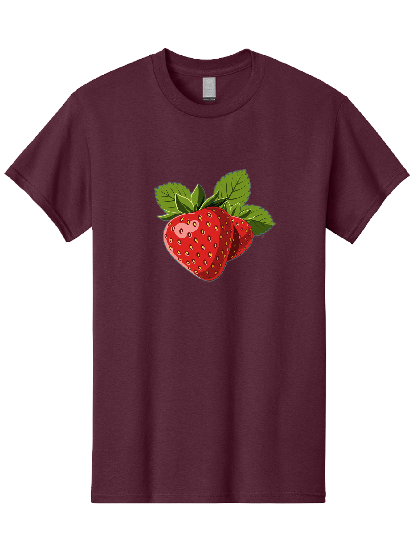 Strawberries Men'S Graphic Tee, 100% Cotton, Comfortable Casual Summer Wear, Machine Washable, Strawberries With Leaves, Fresh Fruit, Red Strawberries, Strawberry Illustration, Sweet Treats, Healthy Snacks, Green Leaves, Ripe Strawberries, Bac463