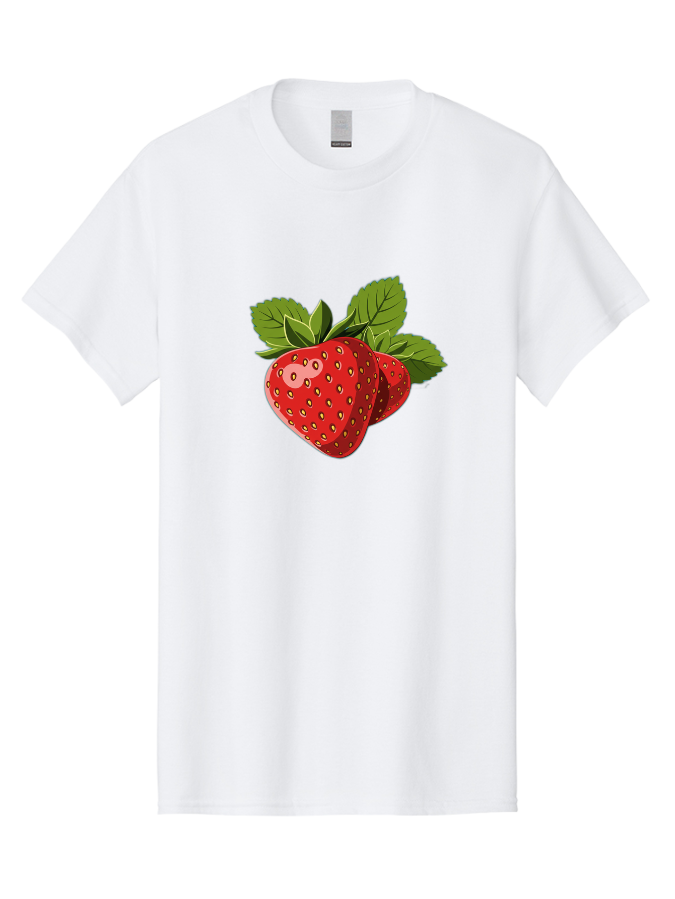 Strawberries Men'S Graphic Tee, 100% Cotton, Comfortable Casual Summer Wear, Machine Washable, Strawberries With Leaves, Fresh Fruit, Red Strawberries, Strawberry Illustration, Sweet Treats, Healthy Snacks, Green Leaves, Ripe Strawberries, Bac463