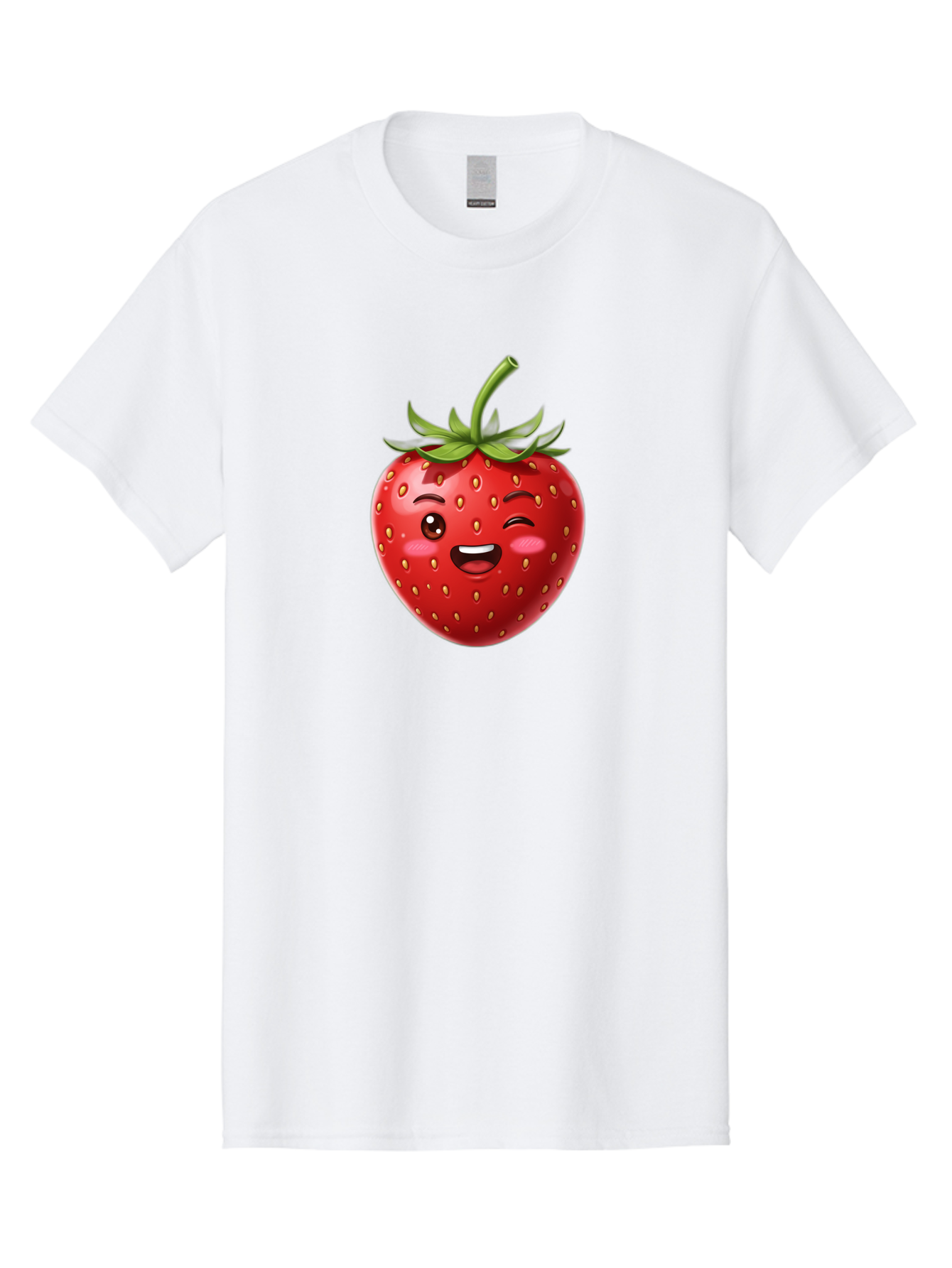 Strawberry-1 Men'S Graphic Tee, 100% Cotton, Comfortable Casual Summer Wear, Machine Washable, Winking Strawberry Emoji, Cartoon Strawberry, Funny Fruit, Red Strawberry, Smiling Face, Cute Character, Playful Emoji, Winking Face, Bac464