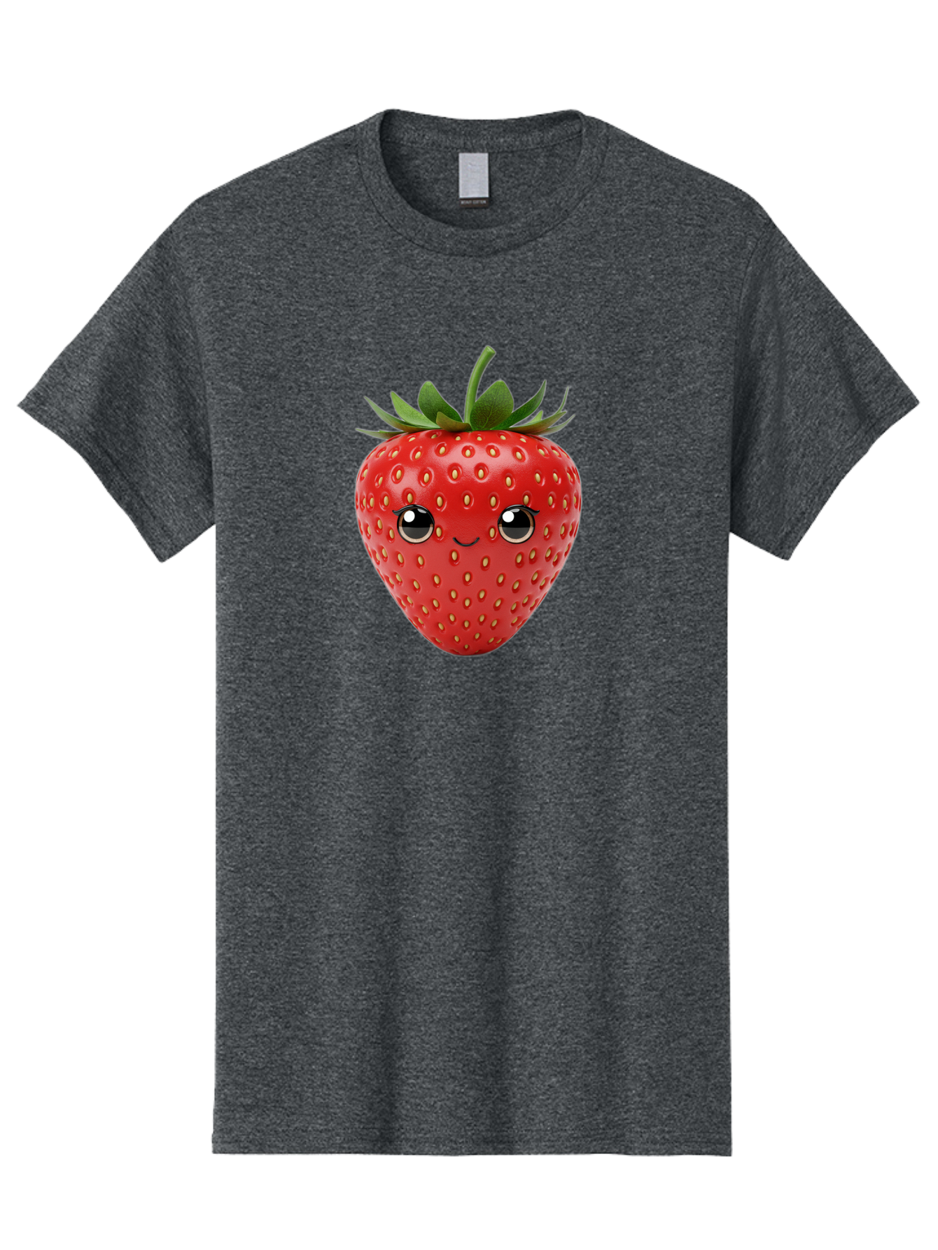 Strawberry-2 Men'S Graphic Tee, 100% Cotton, Comfortable Casual Summer Wear, Machine Washable, Cartoon Strawberry, Cute Fruit, Smiling Face, Adorable Character, Kawaii Design, Fruit Illustration, Red Strawberry, Funny Face, Cartoon Character, Bac465