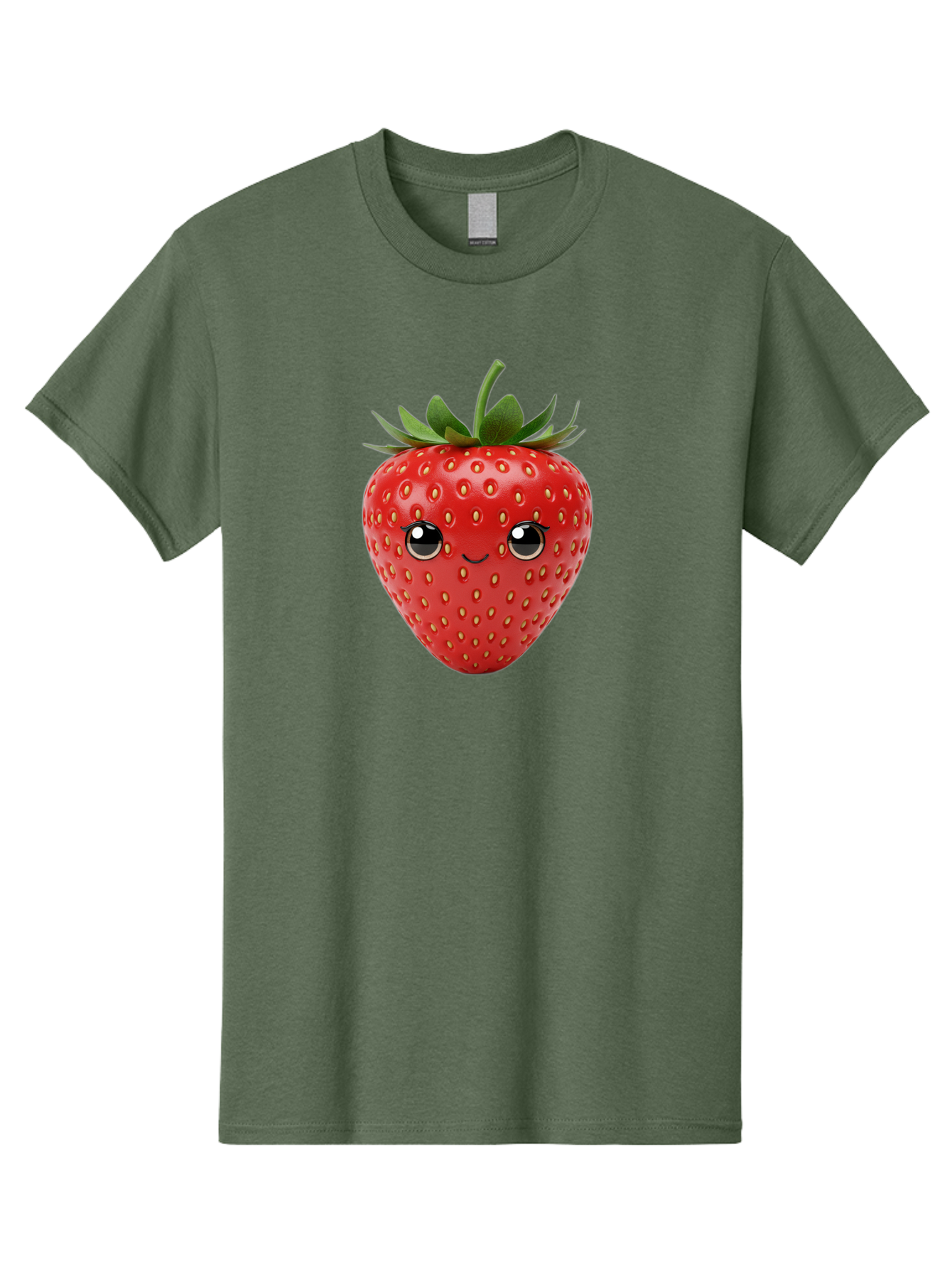 Strawberry-2 Men'S Graphic Tee, 100% Cotton, Comfortable Casual Summer Wear, Machine Washable, Cartoon Strawberry, Cute Fruit, Smiling Face, Adorable Character, Kawaii Design, Fruit Illustration, Red Strawberry, Funny Face, Cartoon Character, Bac465