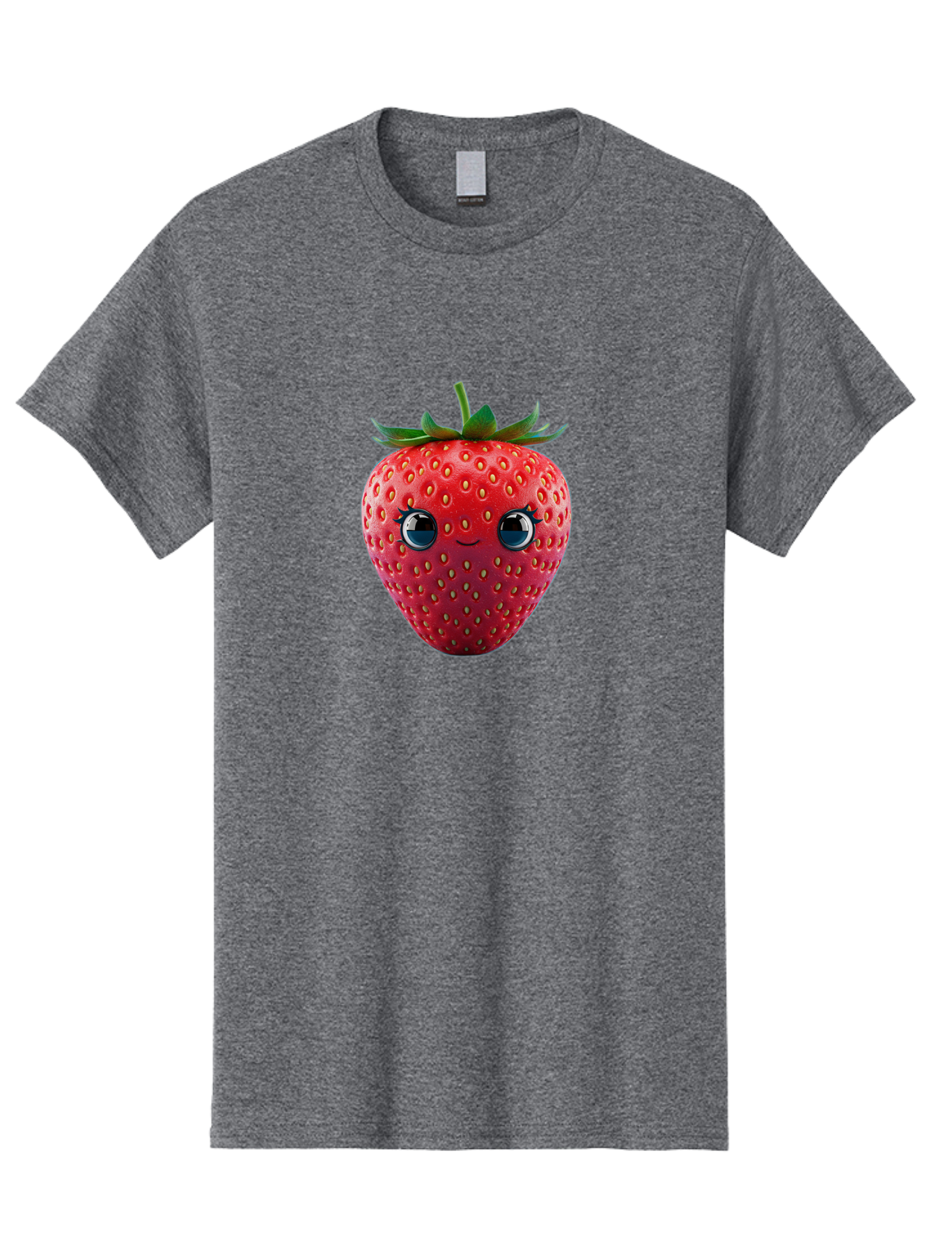 Strawberry-4 Men'S Graphic Tee, 100% Cotton, Comfortable Casual Summer Wear, Machine Washable, Cartoon Strawberry, Strawberry With Face, Smiling Fruit, Red Strawberry, Cute Character, Kawaii, Happy Strawberry, 3D Illustration, Adorable Design Bac467