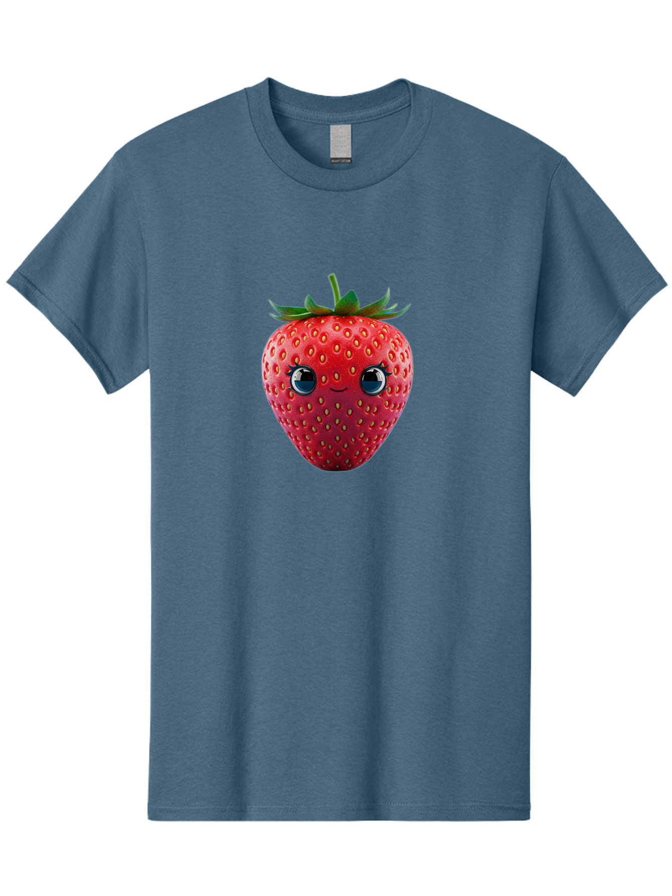 Strawberry-4 Men'S Graphic Tee, 100% Cotton, Comfortable Casual Summer Wear, Machine Washable, Cartoon Strawberry, Strawberry With Face, Smiling Fruit, Red Strawberry, Cute Character, Kawaii, Happy Strawberry, 3D Illustration, Adorable Design Bac467