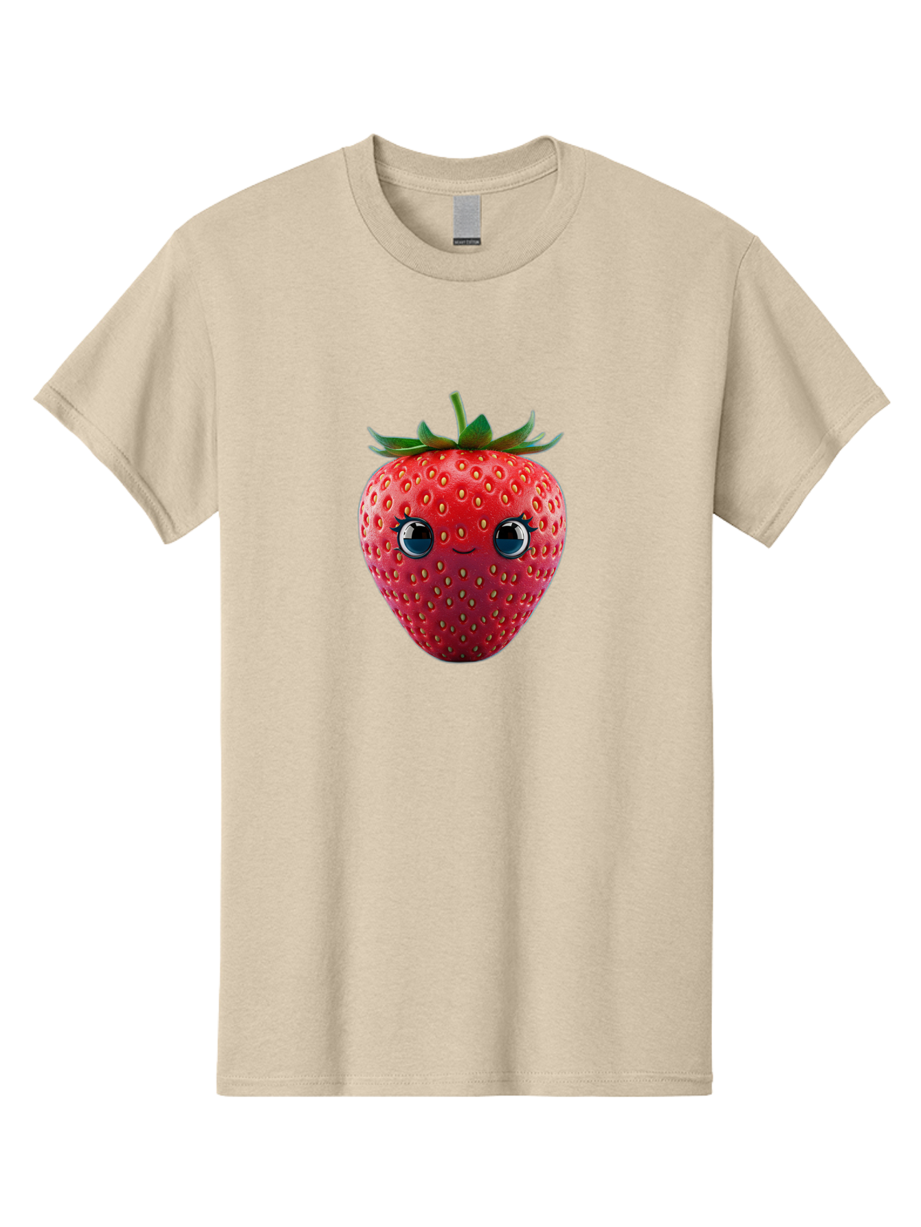 Strawberry-4 Men'S Graphic Tee, 100% Cotton, Comfortable Casual Summer Wear, Machine Washable, Cartoon Strawberry, Strawberry With Face, Smiling Fruit, Red Strawberry, Cute Character, Kawaii, Happy Strawberry, 3D Illustration, Adorable Design Bac467