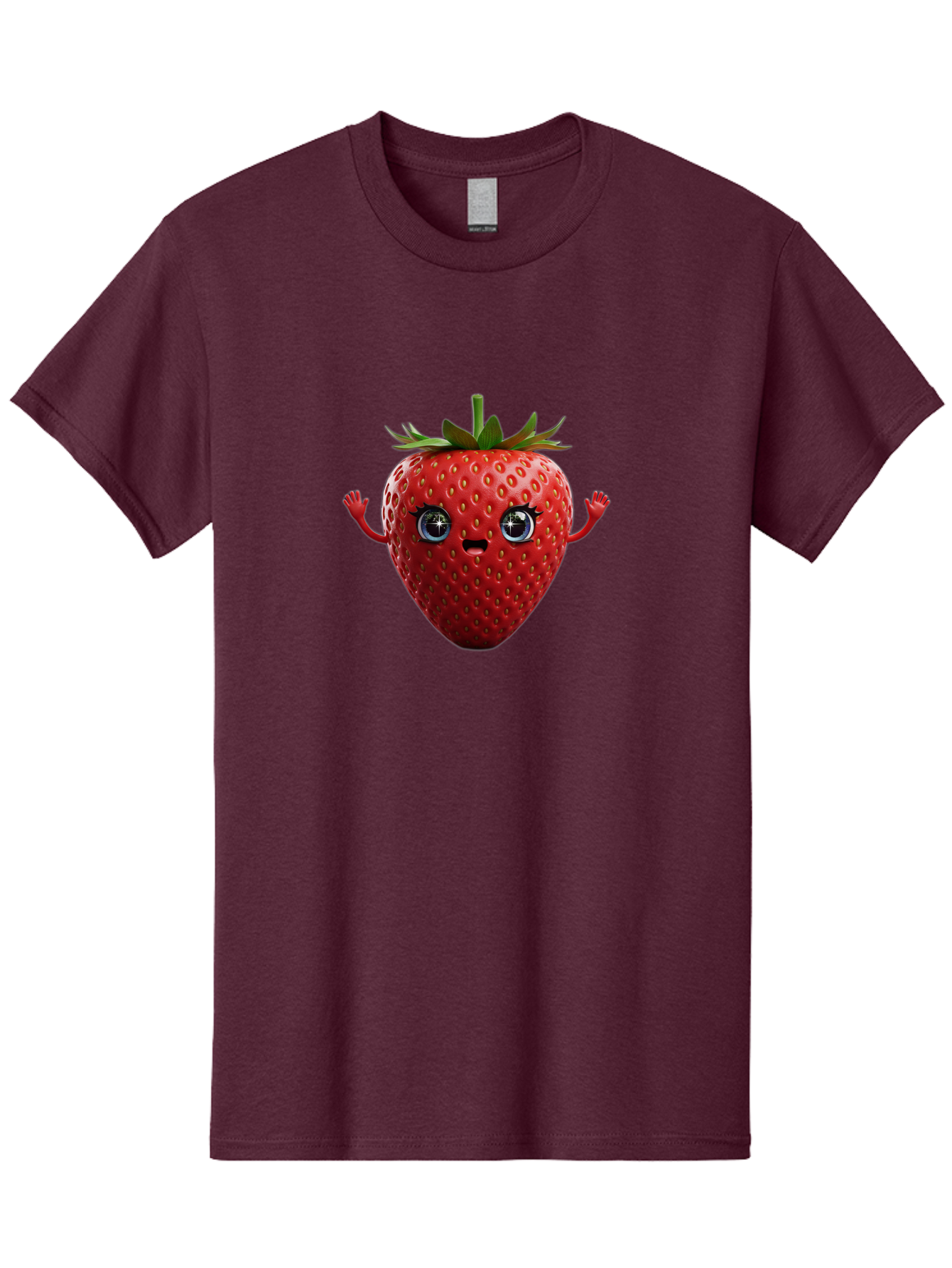 Strawberry-5 Men'S Graphic Tee, 100% Cotton, Comfortable Casual Summer Wear, Machine Washable, Cartoon Strawberry, Fruit Character, Smiling Face, Cute Illustration, Vibrant Red, Playful Vibe, Funny Character, Food Mascot, Bac468