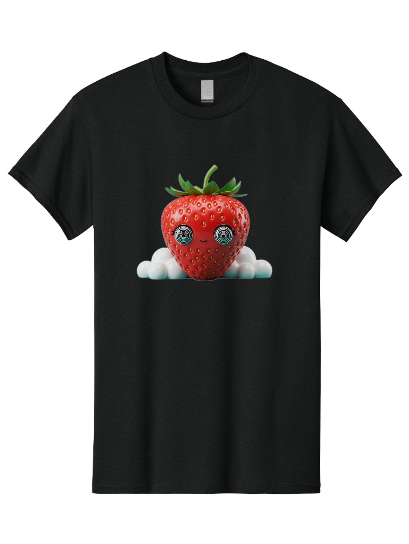 Strawberry-6 Men'S Graphic Tee, 100% Cotton, Comfortable Casual Summer Wear, Machine Washable, Cartoon Strawberry, Spiral Eyes, Cute Character, Sweet Fruit, Playful Design, Quirky Illustration, Fun And Vibrant, Summer Treat, Healthy Snack, Bac469