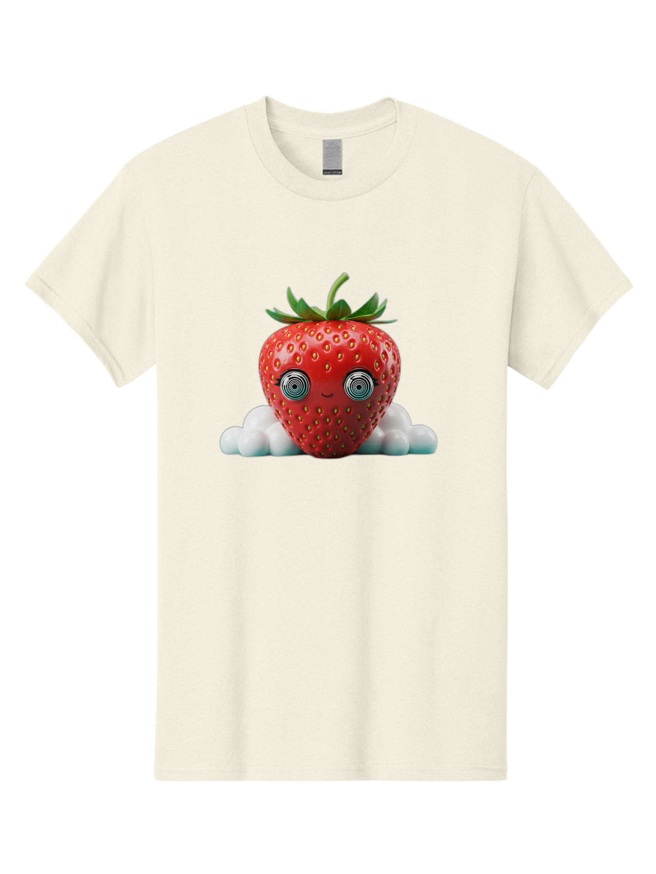Strawberry-6 Men'S Graphic Tee, 100% Cotton, Comfortable Casual Summer Wear, Machine Washable, Cartoon Strawberry, Spiral Eyes, Cute Character, Sweet Fruit, Playful Design, Quirky Illustration, Fun And Vibrant, Summer Treat, Healthy Snack, Bac469