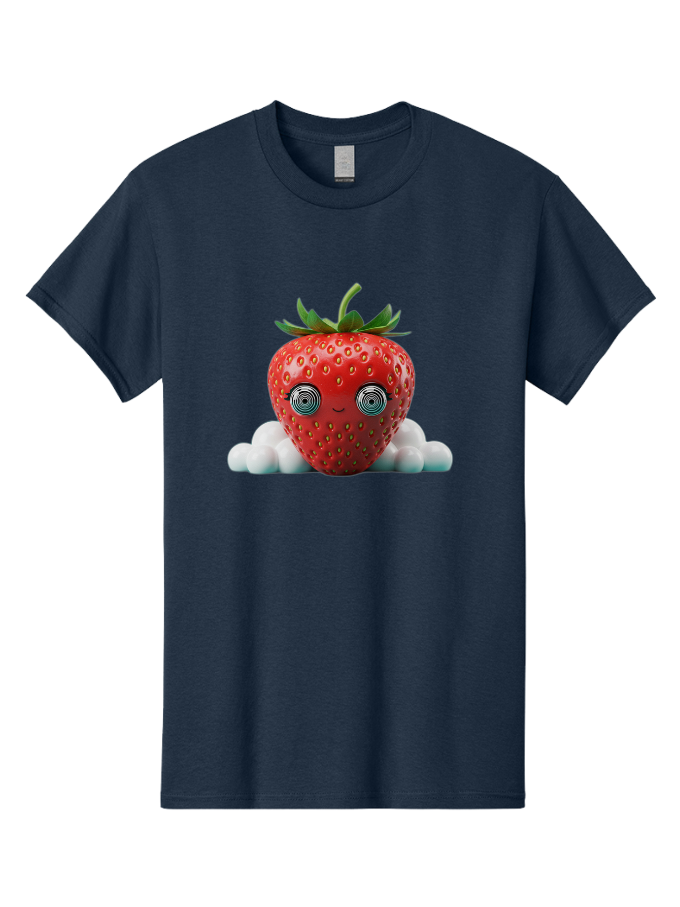 Strawberry-6 Men'S Graphic Tee, 100% Cotton, Comfortable Casual Summer Wear, Machine Washable, Cartoon Strawberry, Spiral Eyes, Cute Character, Sweet Fruit, Playful Design, Quirky Illustration, Fun And Vibrant, Summer Treat, Healthy Snack, Bac469