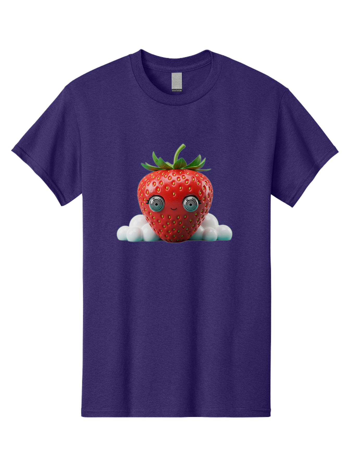 Strawberry-6 Men'S Graphic Tee, 100% Cotton, Comfortable Casual Summer Wear, Machine Washable, Cartoon Strawberry, Spiral Eyes, Cute Character, Sweet Fruit, Playful Design, Quirky Illustration, Fun And Vibrant, Summer Treat, Healthy Snack, Bac469