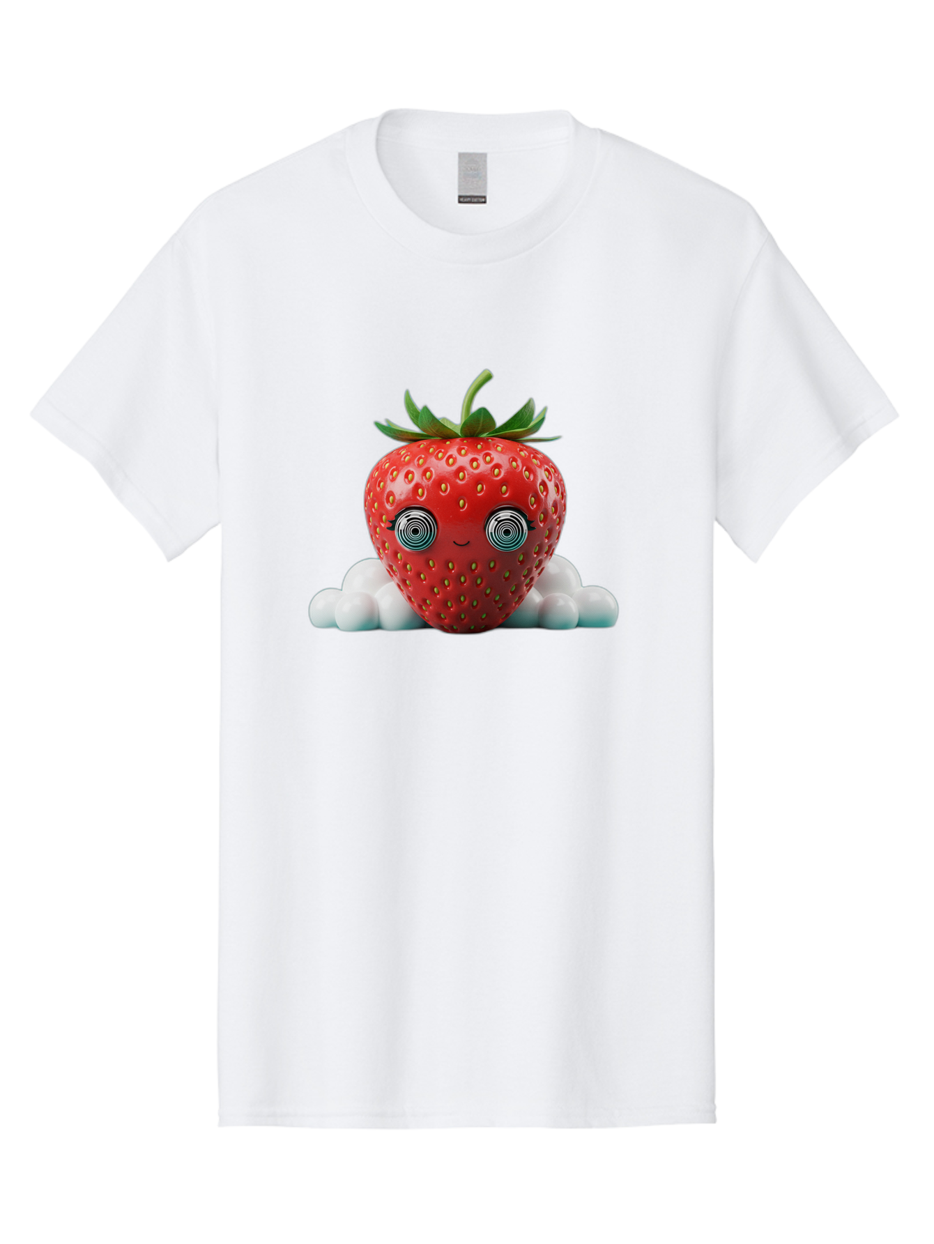 Strawberry-6 Men'S Graphic Tee, 100% Cotton, Comfortable Casual Summer Wear, Machine Washable, Cartoon Strawberry, Spiral Eyes, Cute Character, Sweet Fruit, Playful Design, Quirky Illustration, Fun And Vibrant, Summer Treat, Healthy Snack, Bac469