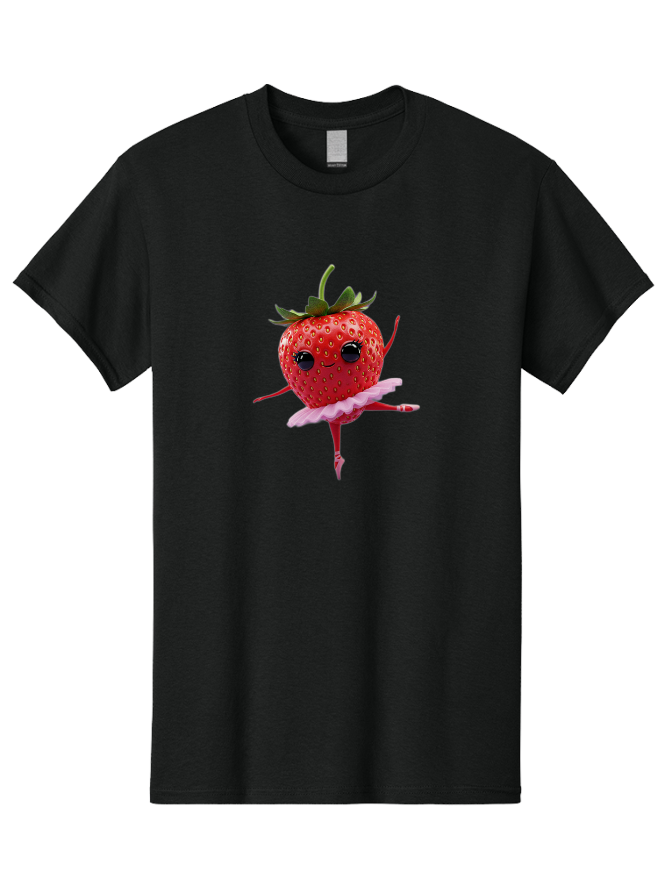 Strawberry-Ballerina Men'S Graphic Tee, 100% Cotton, Comfortable Casual Summer Wear, Machine Washable, Smiling Strawberry, Ballerina Strawberry, Dancing Fruit, Pink Tutu, Cartoon Character, Cute Illustration, Playful Design, Whimsical Art Bac471
